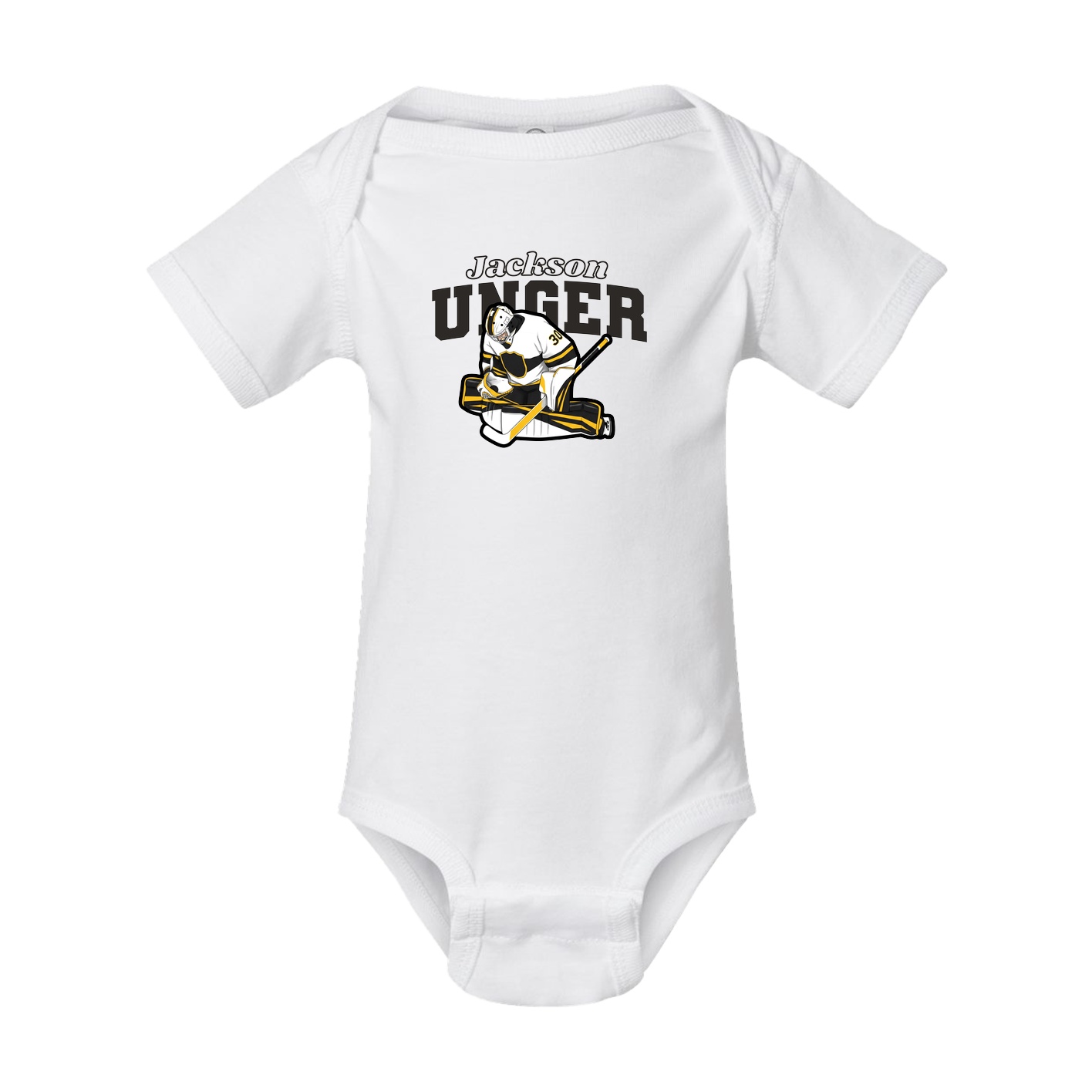 Baby Onesie — Name Arch in White