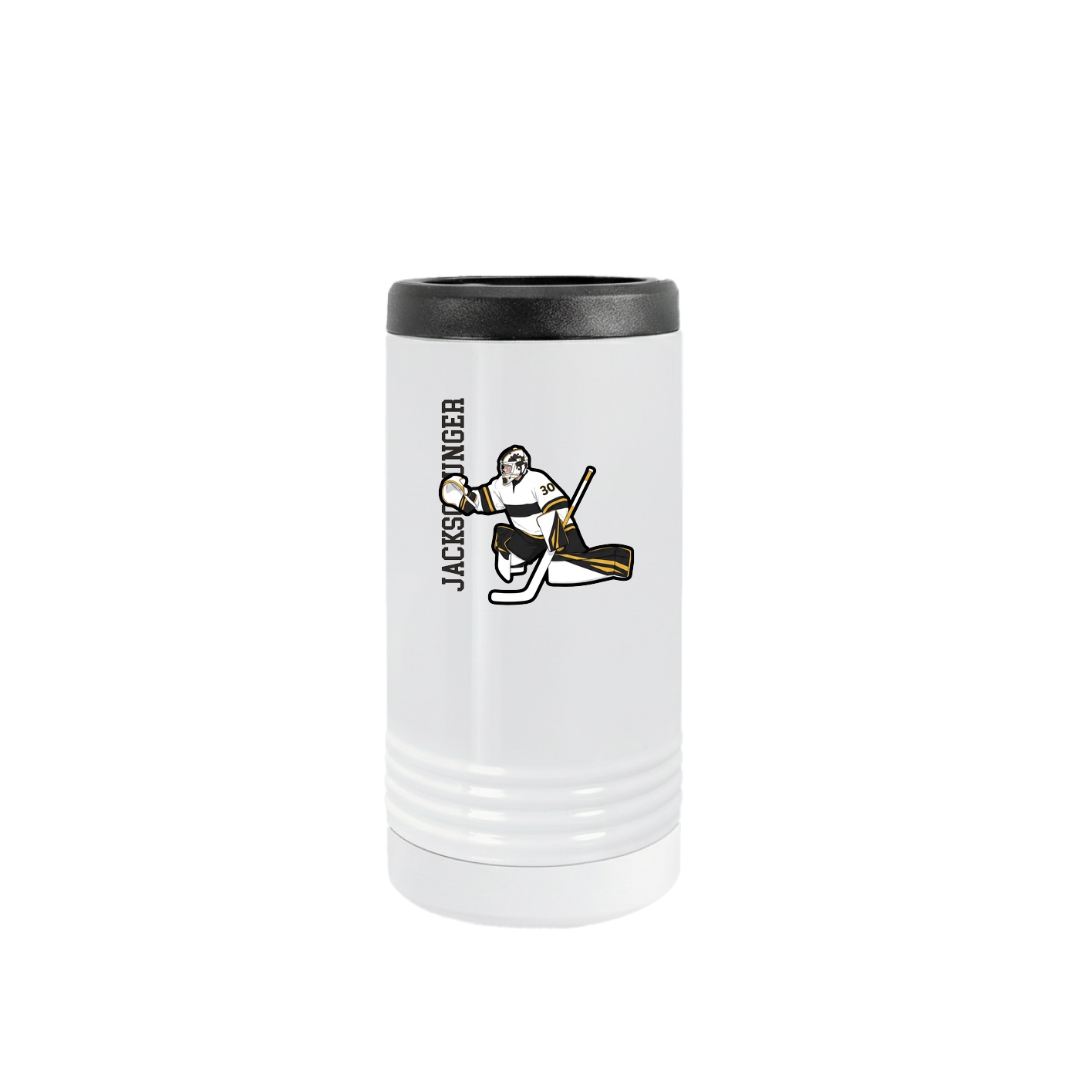 Slim Beverage Holder — Name Vertical in White