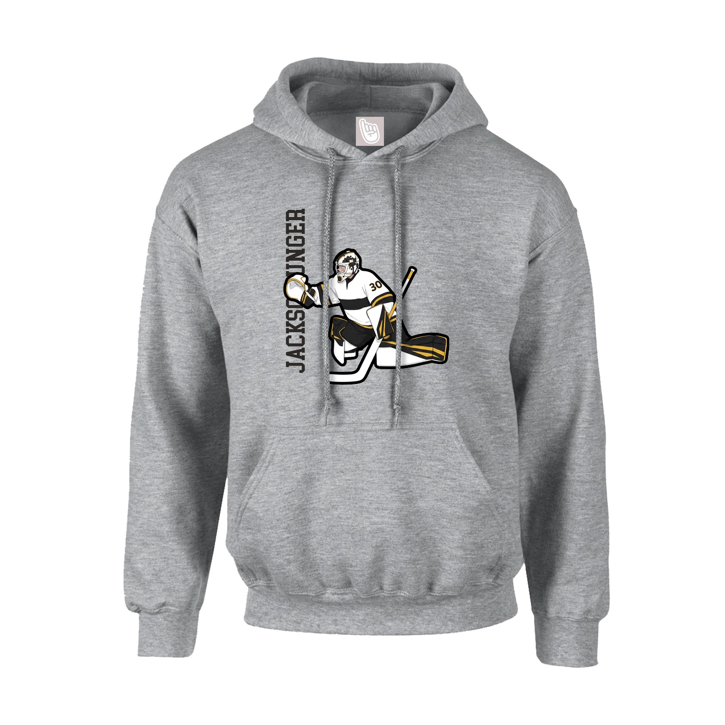 Hoodie — Name Vertical in Grey