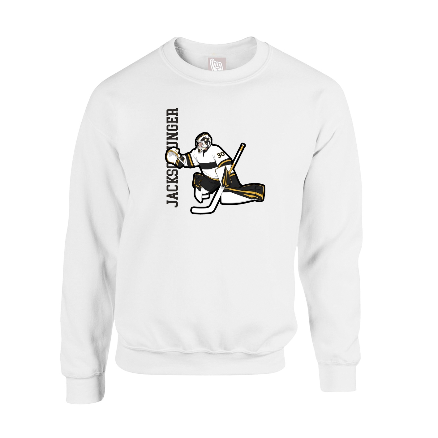 Fleece Crew — Name Vertical in White
