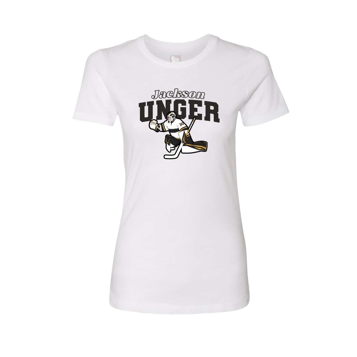 Womens Tee — Name Arch in White