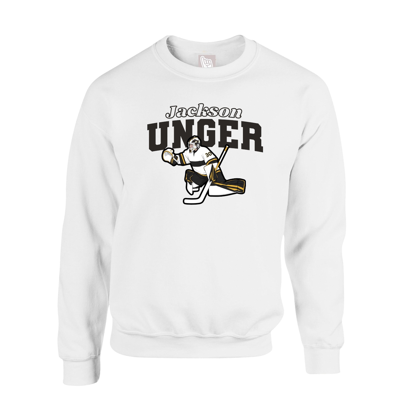 Fleece Crew — Name Arch in White