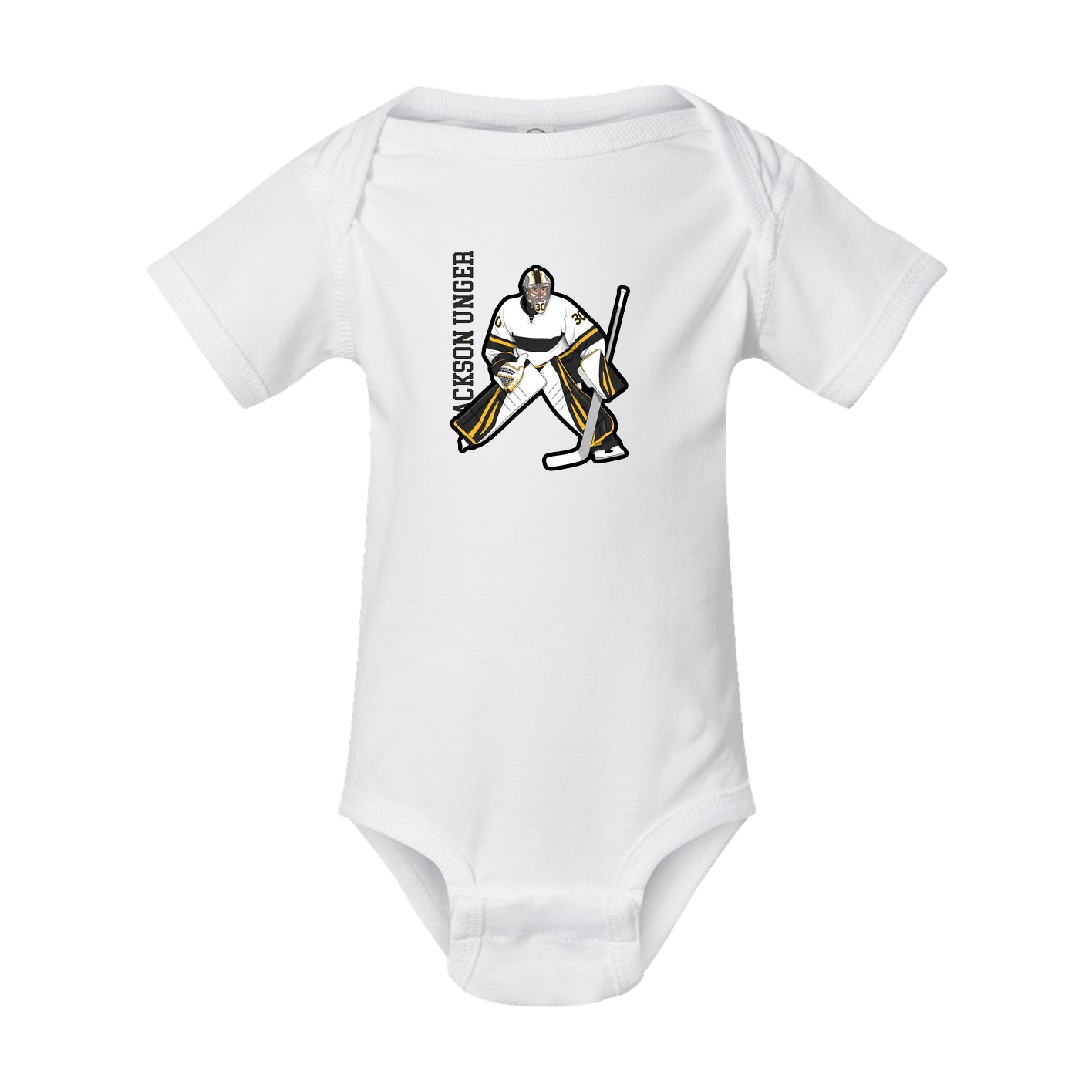 Baby Onesie — Name Vertical in White