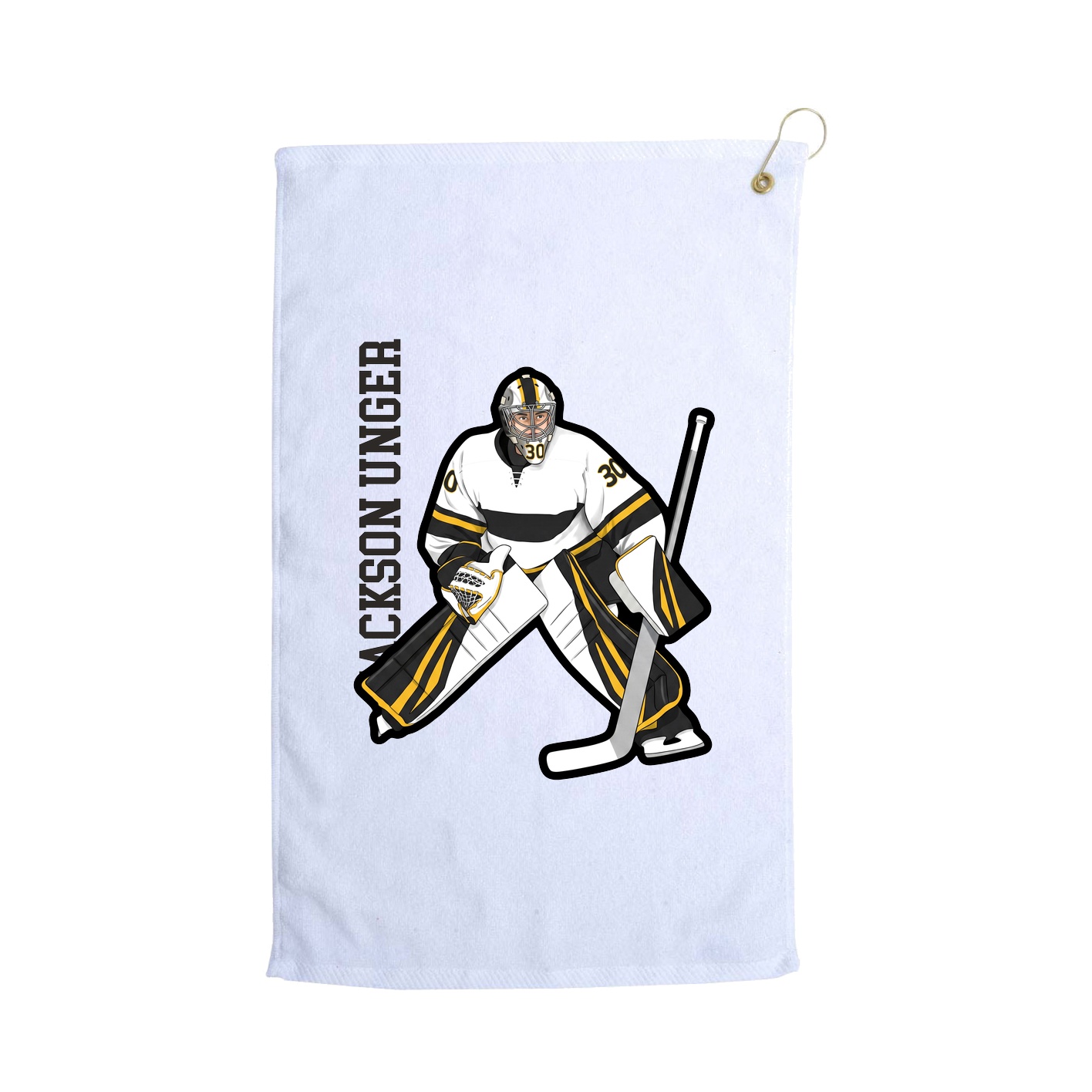 Golf Towel — Name Vertical in White