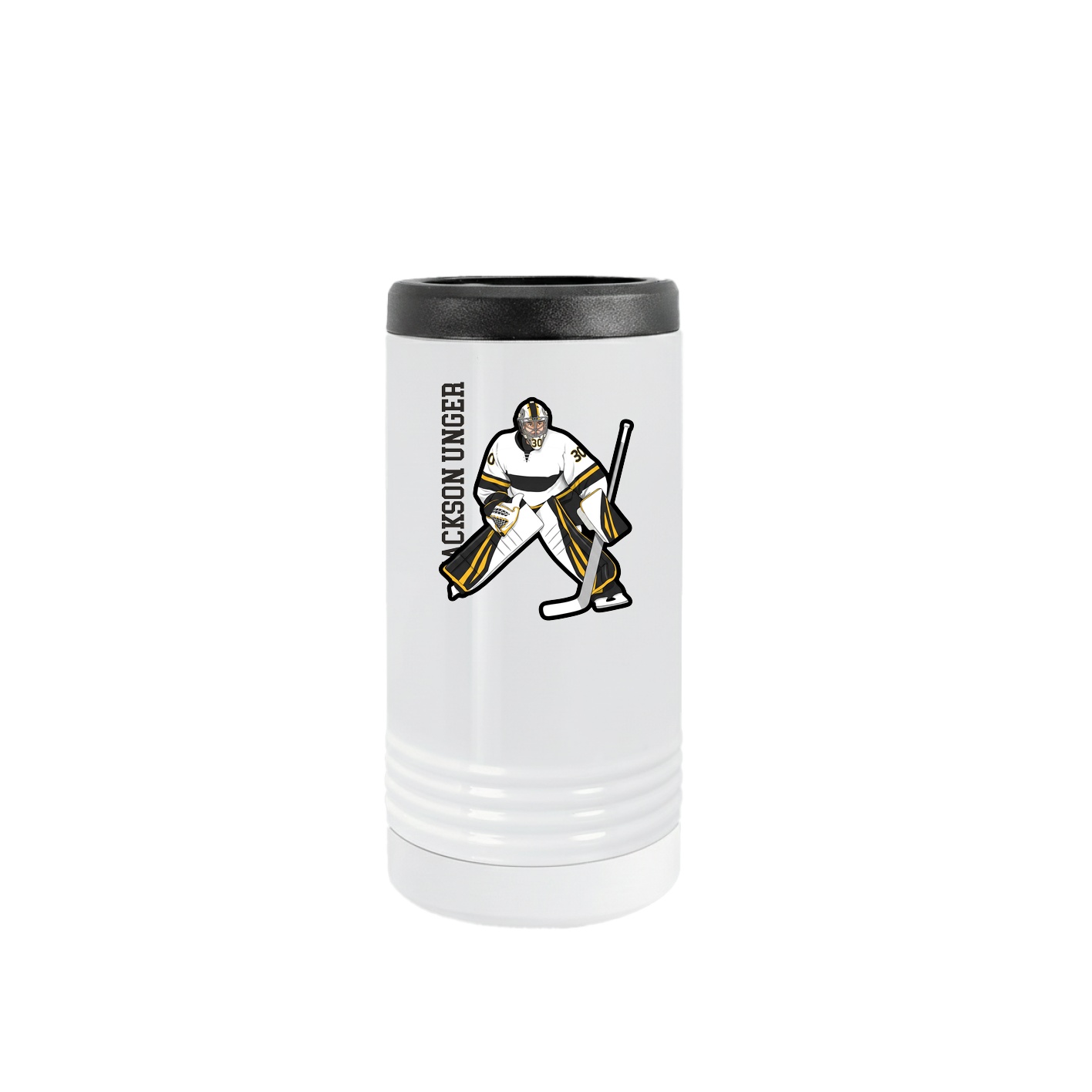 Slim Beverage Holder — Name Vertical in White