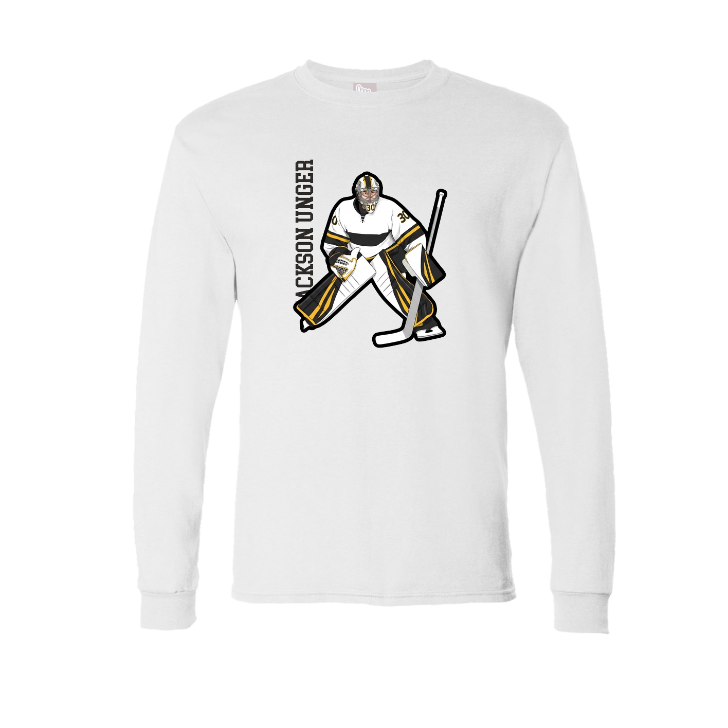 Long Sleeve Tee — Name Vertical in White
