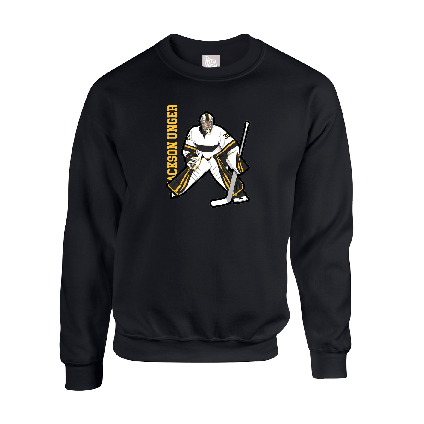 Fleece Crew — Name Vertical in Black