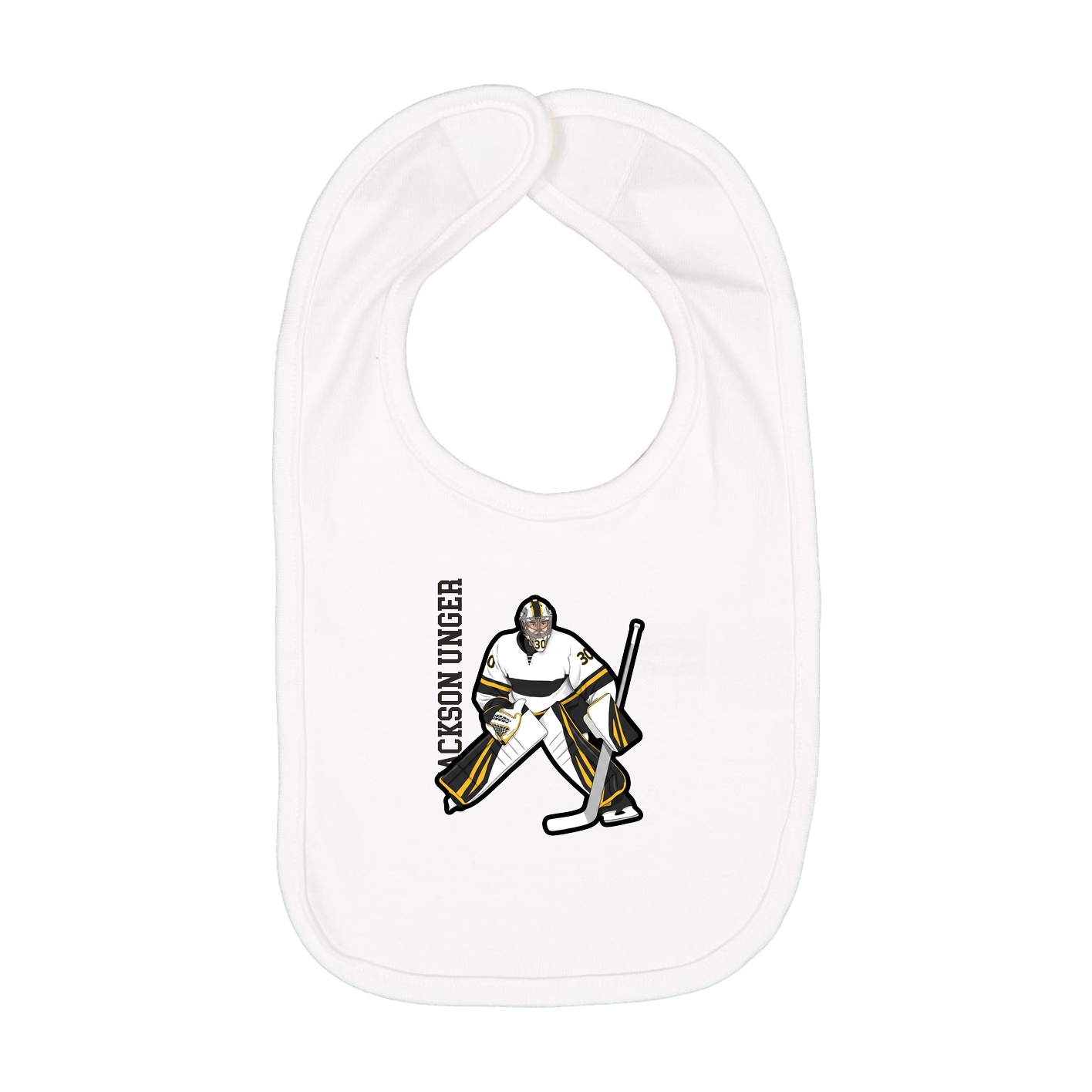 Infant Bib — Name Vertical in White
