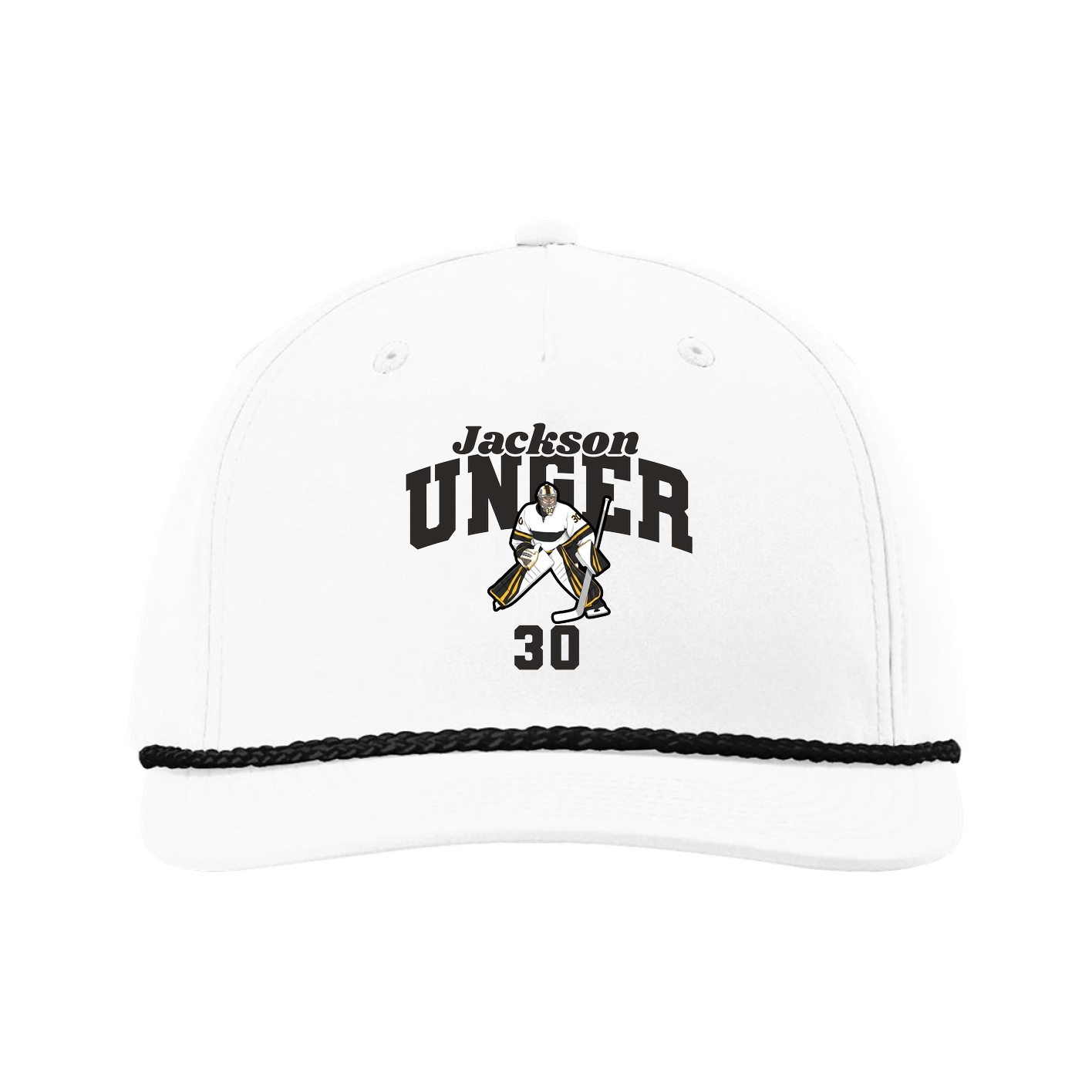 Five-Panel Classic Rope Cap — Signature Arch in White