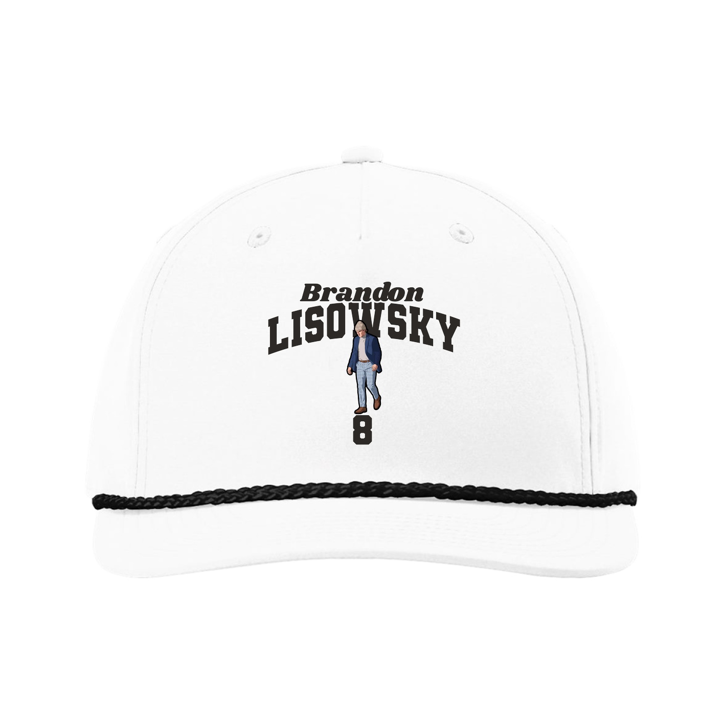 Five-Panel Classic Rope Cap — Signature Arch in White