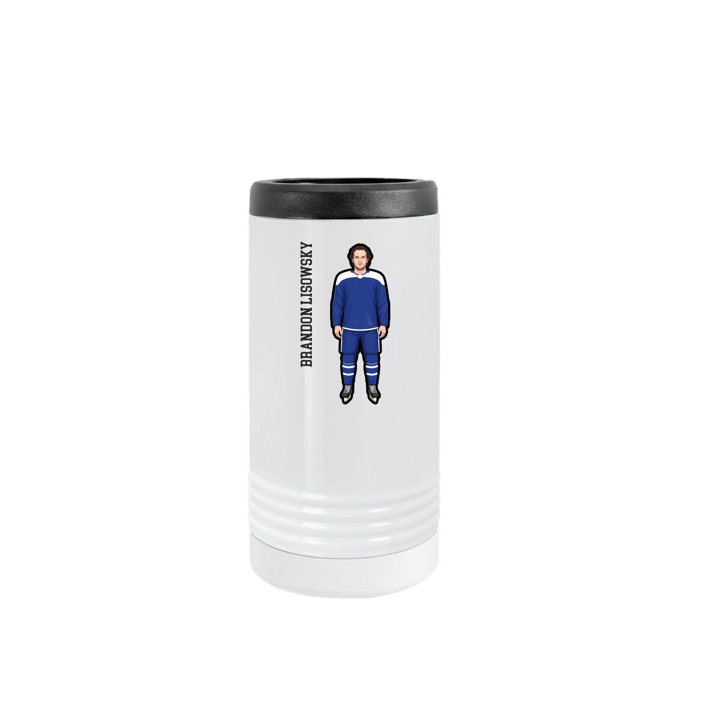 Slim Beverage Holder — Name Vertical in White