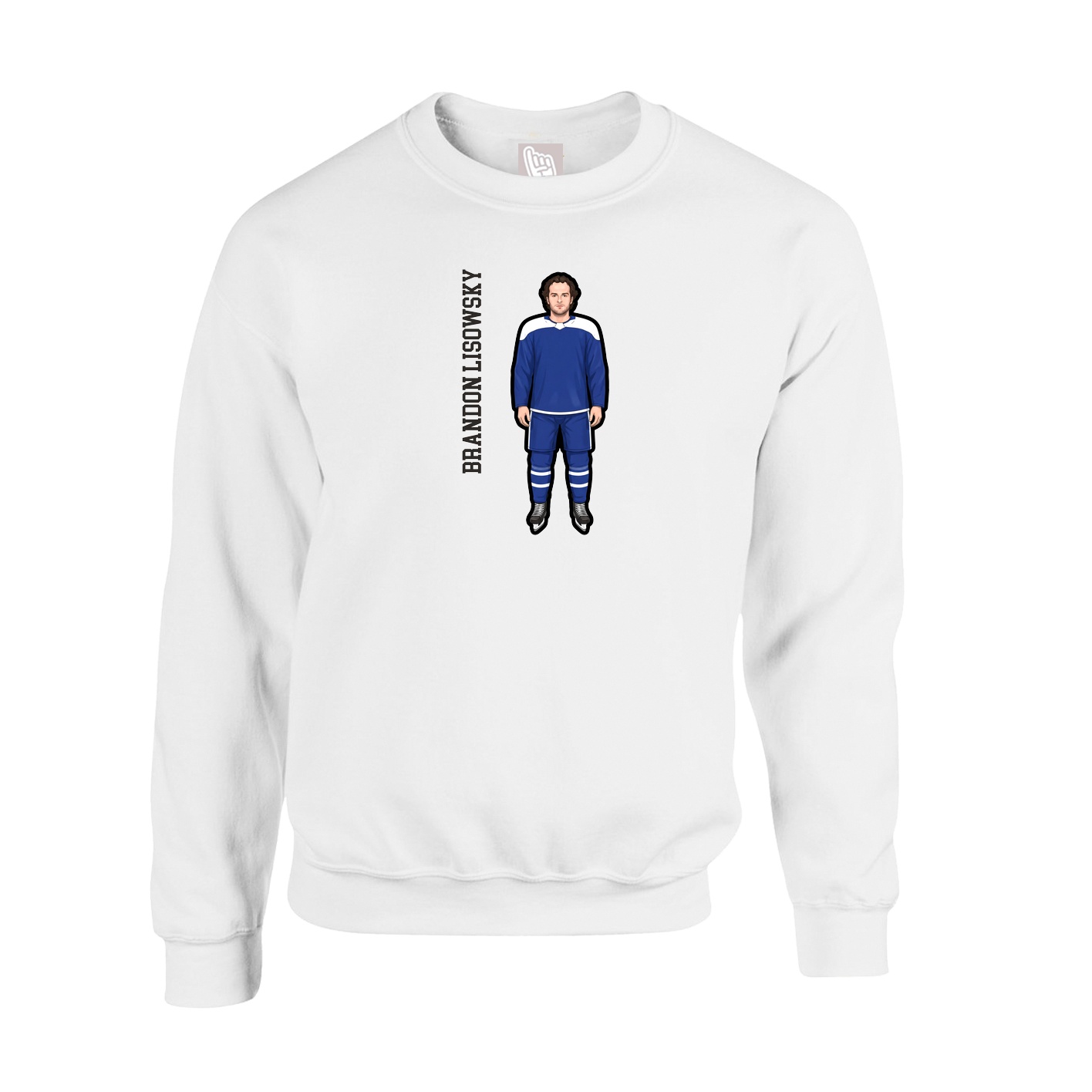 Fleece Crew — Name Vertical in White