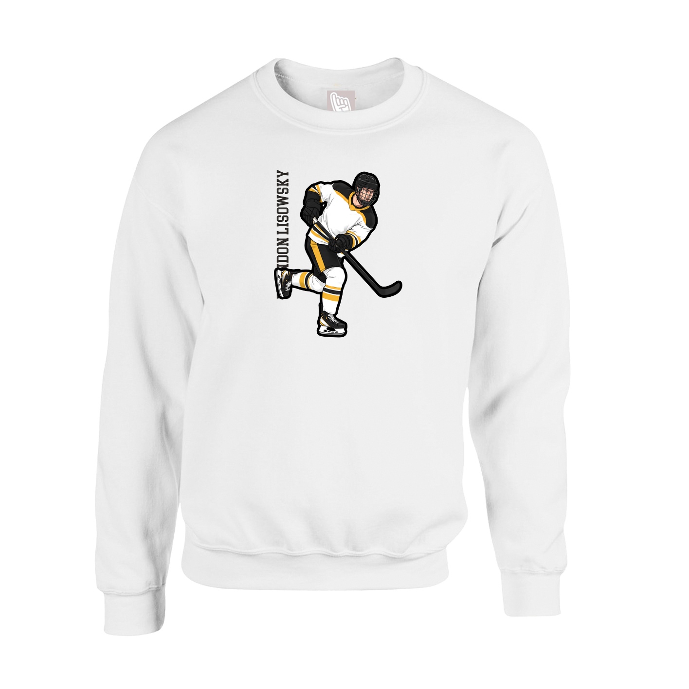 Fleece Crew — Name Vertical in White