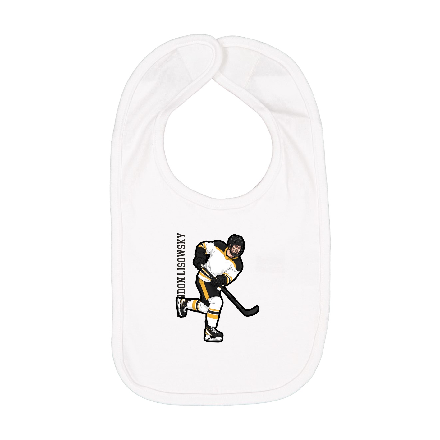 Infant Bib — Name Vertical in White