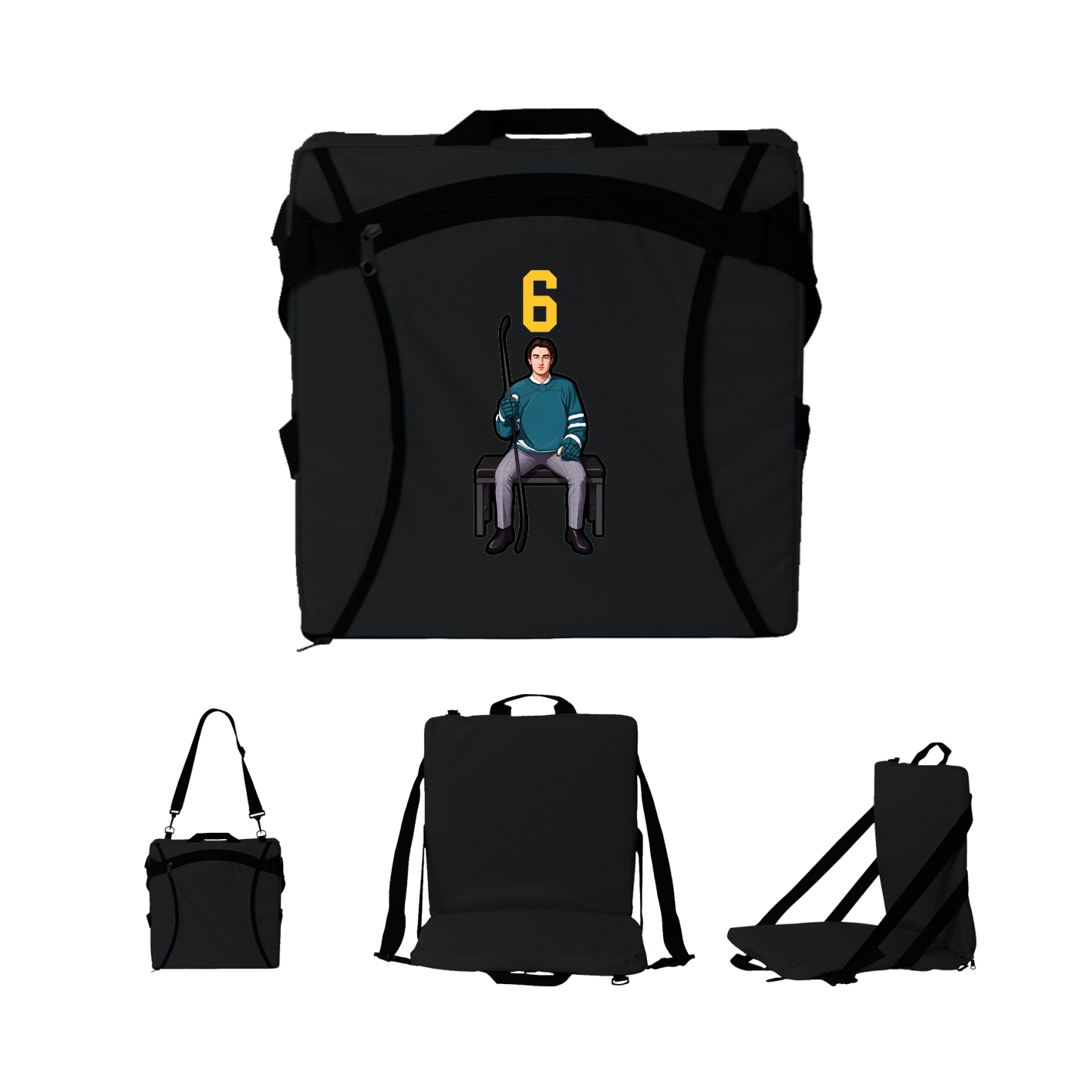 Folding Stadium Seat — Number Top in Black