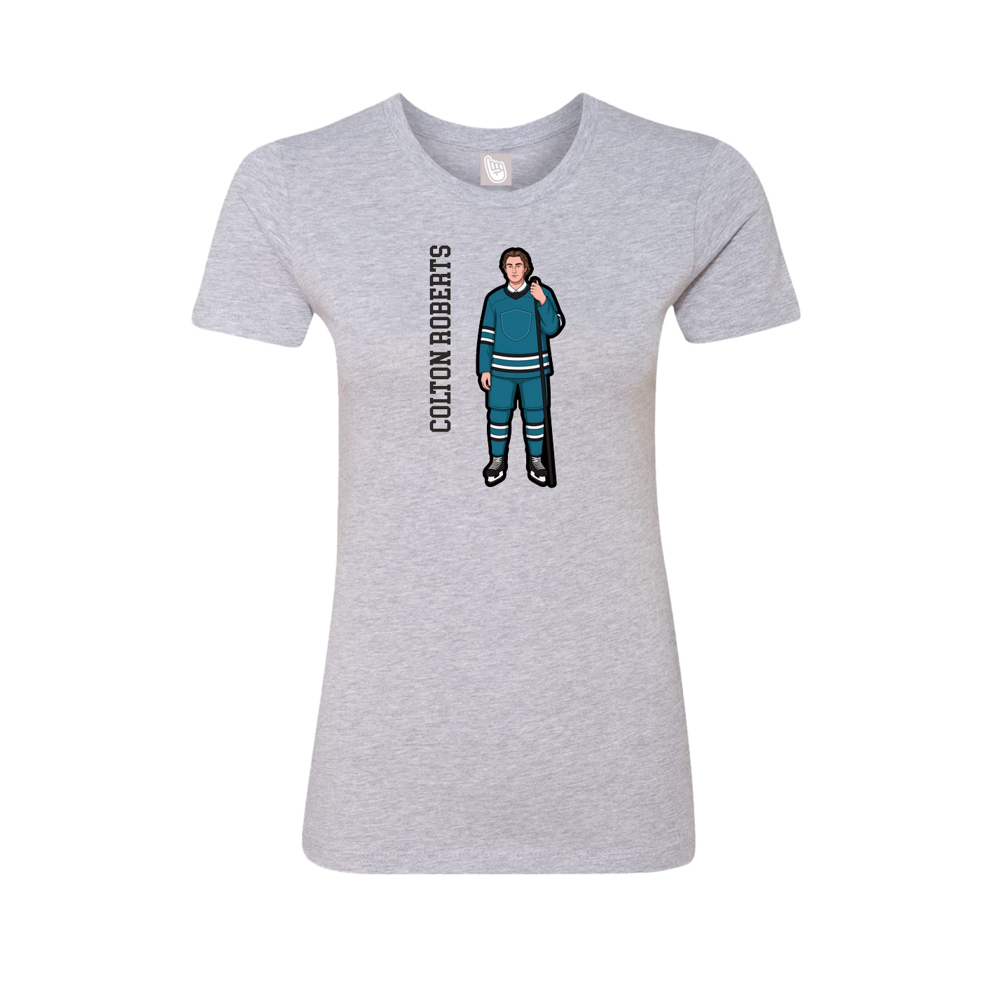 Fitted Women's Tee — Name Vertical in Grey