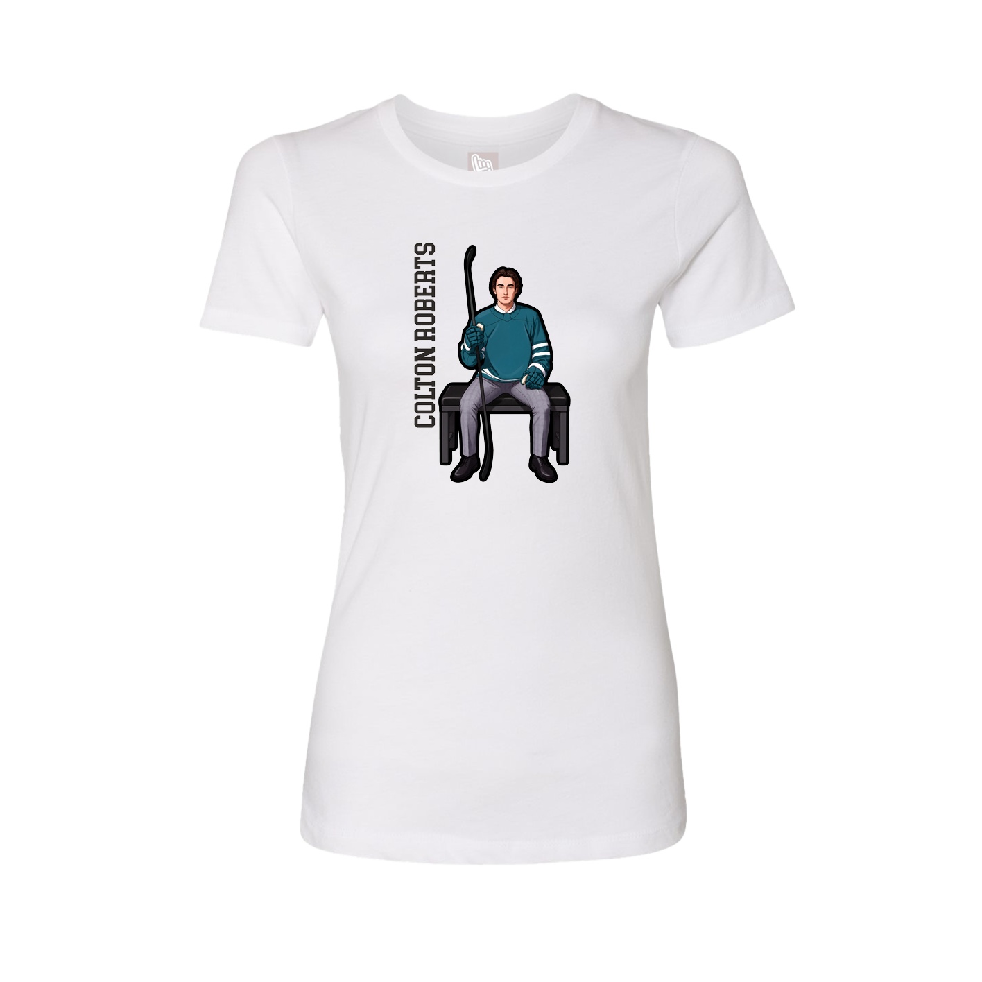 Fitted Women's Tee — Name Vertical in White