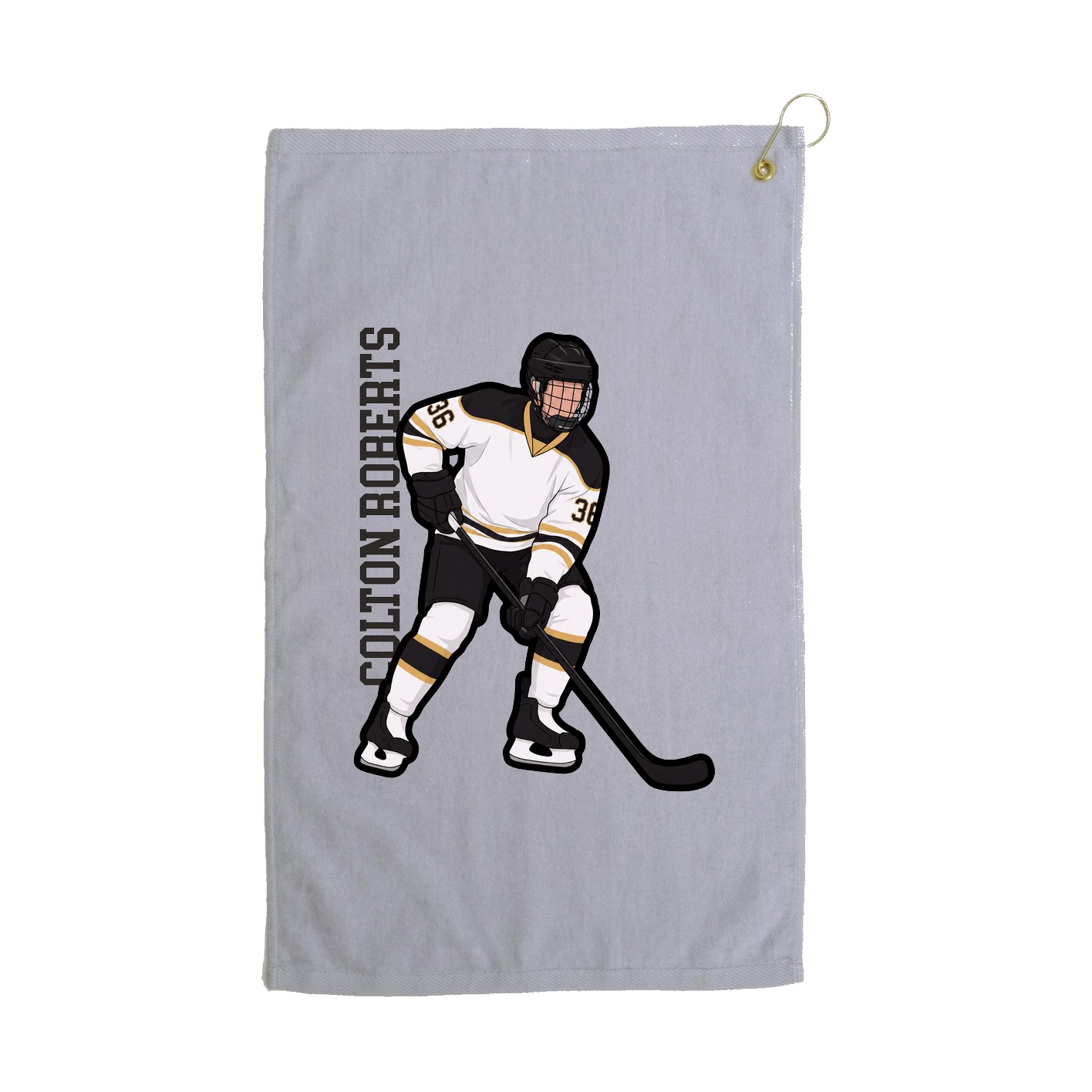 Golf Towel — Name Vertical in Grey