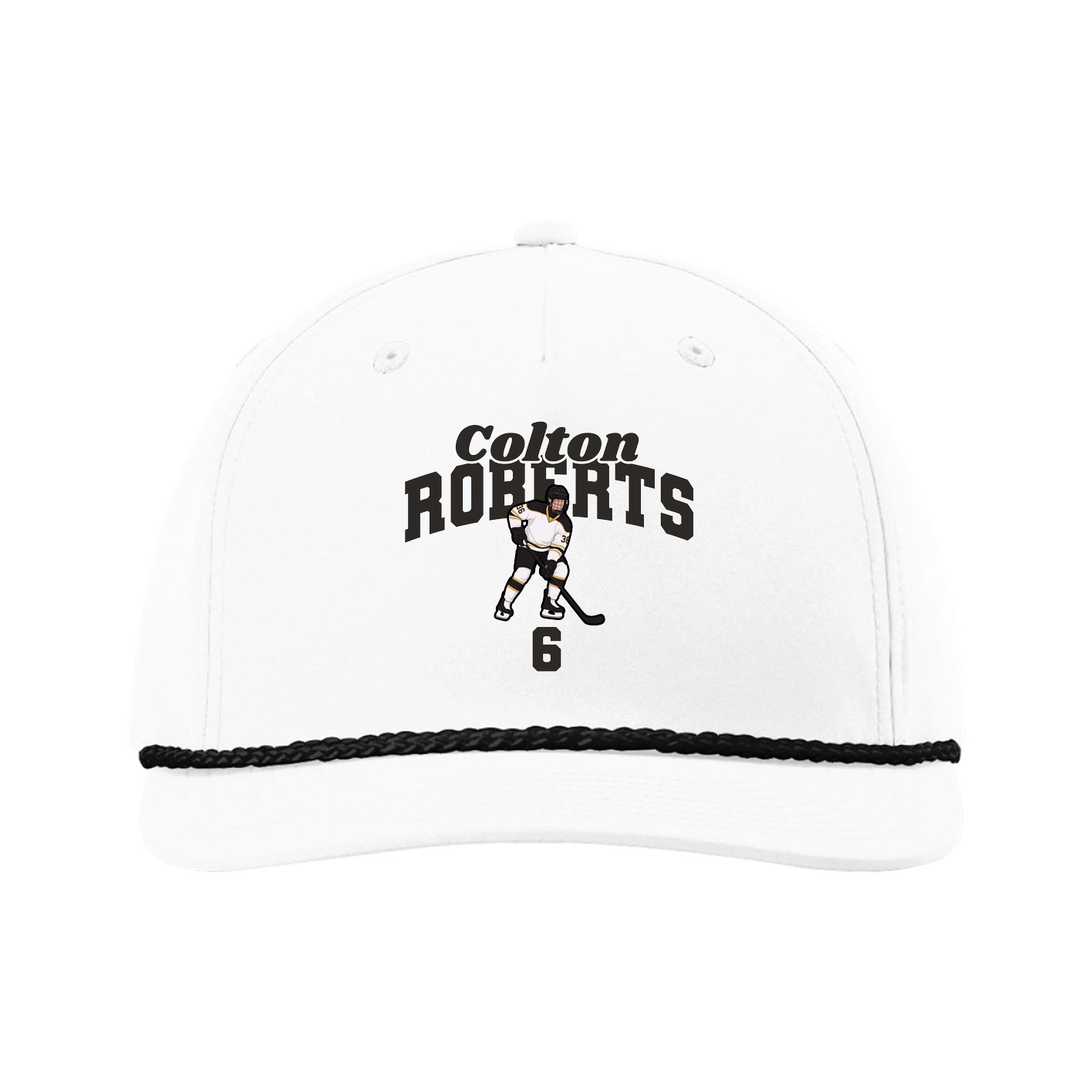 Five-Panel Classic Rope Cap — Signature Arch in White