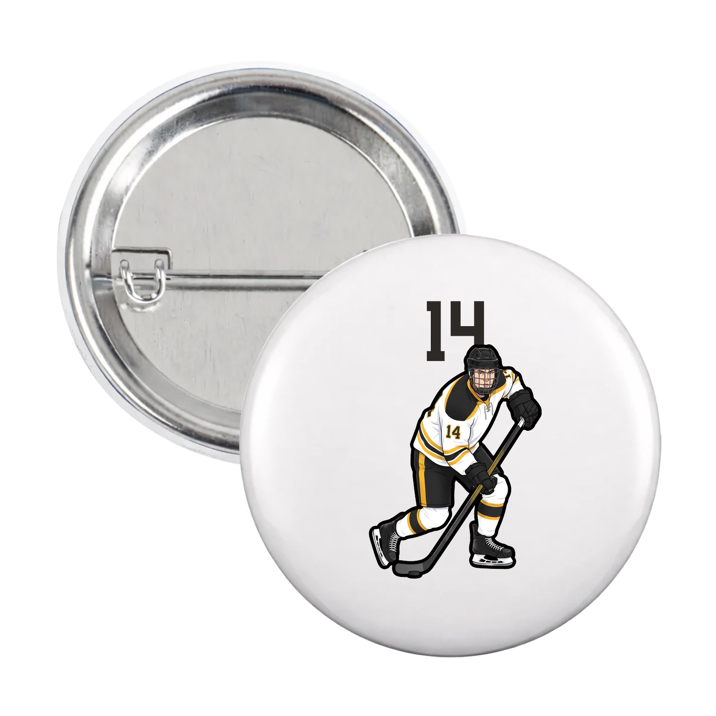 Game Day Button — Number Top in White