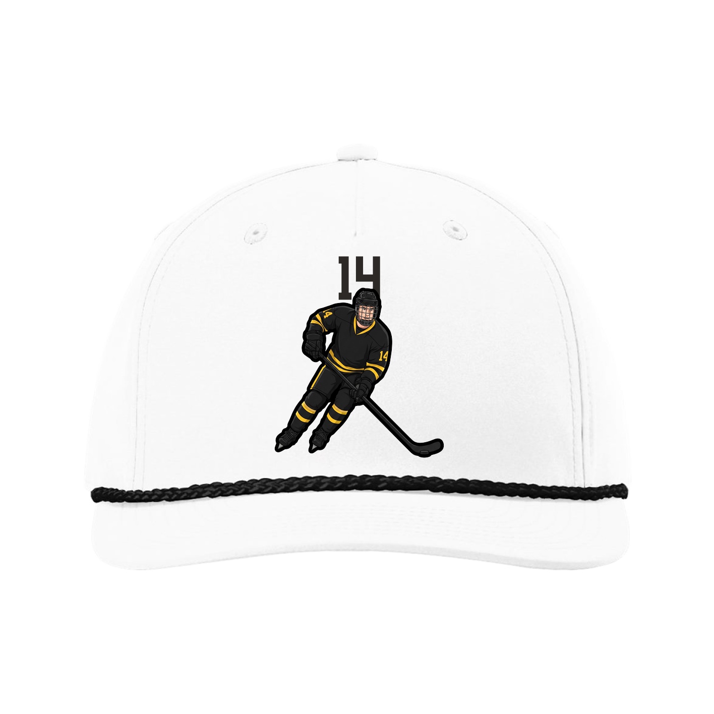 Five-Panel Classic Rope Cap — Number Top in White