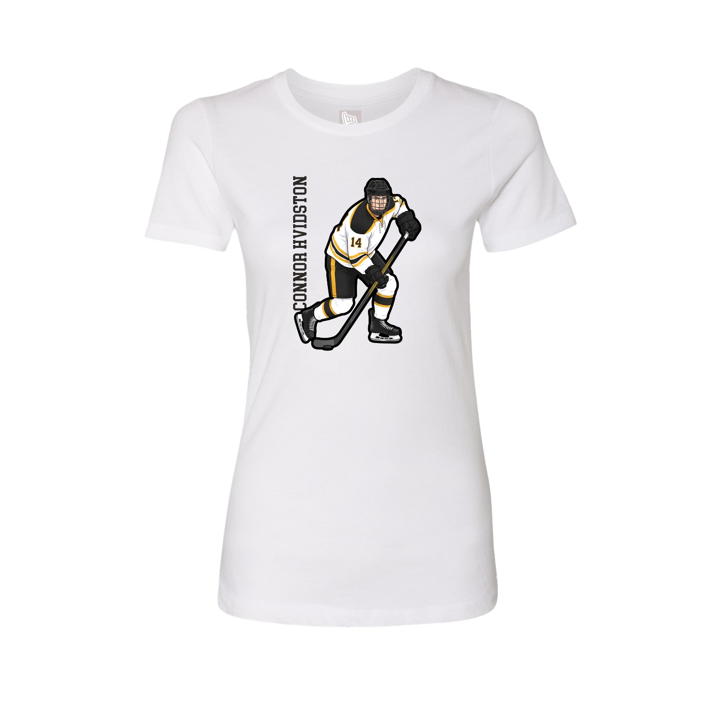 Womens Tee — Name Vertical in White