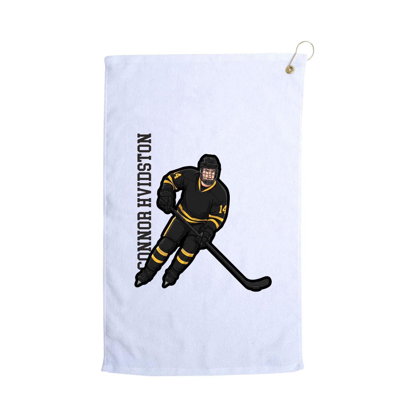 Golf Towel — Name Vertical in White