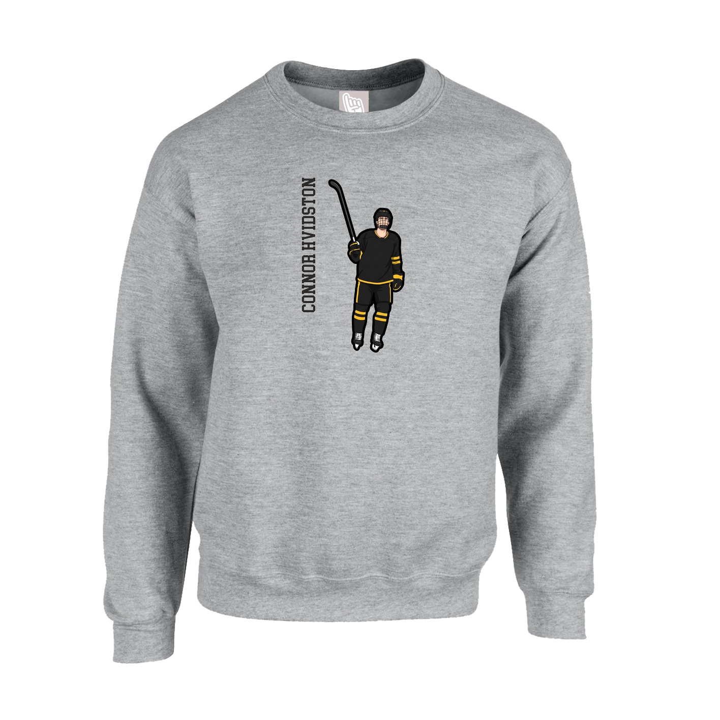 Fleece Crew — Name Vertical in Grey