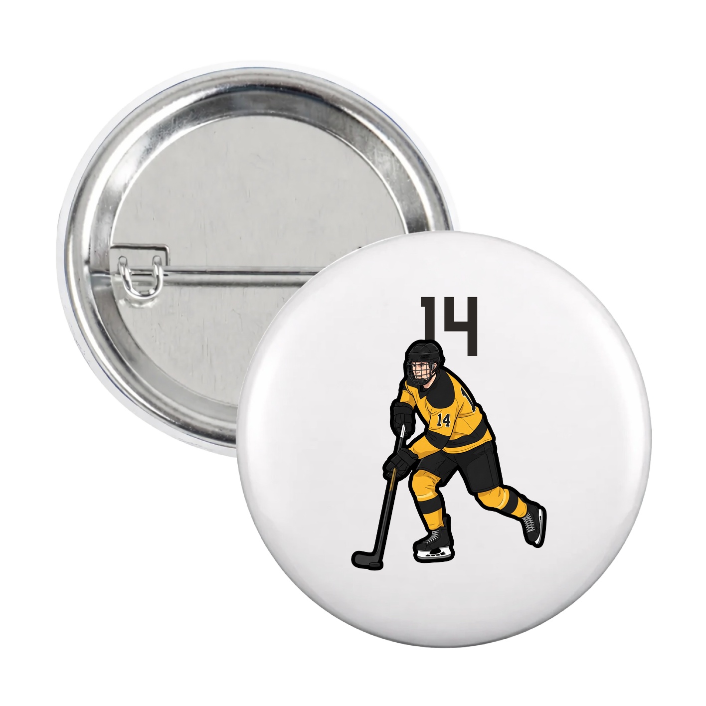 Game Day Button — Number Top in White