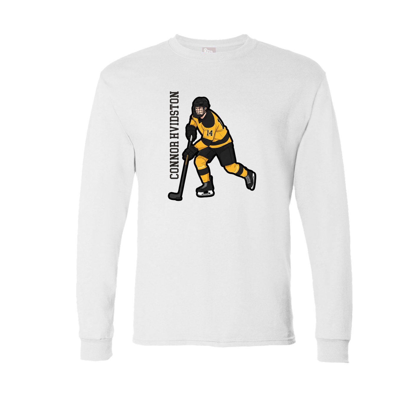Long Sleeve Tee — Name Vertical in White