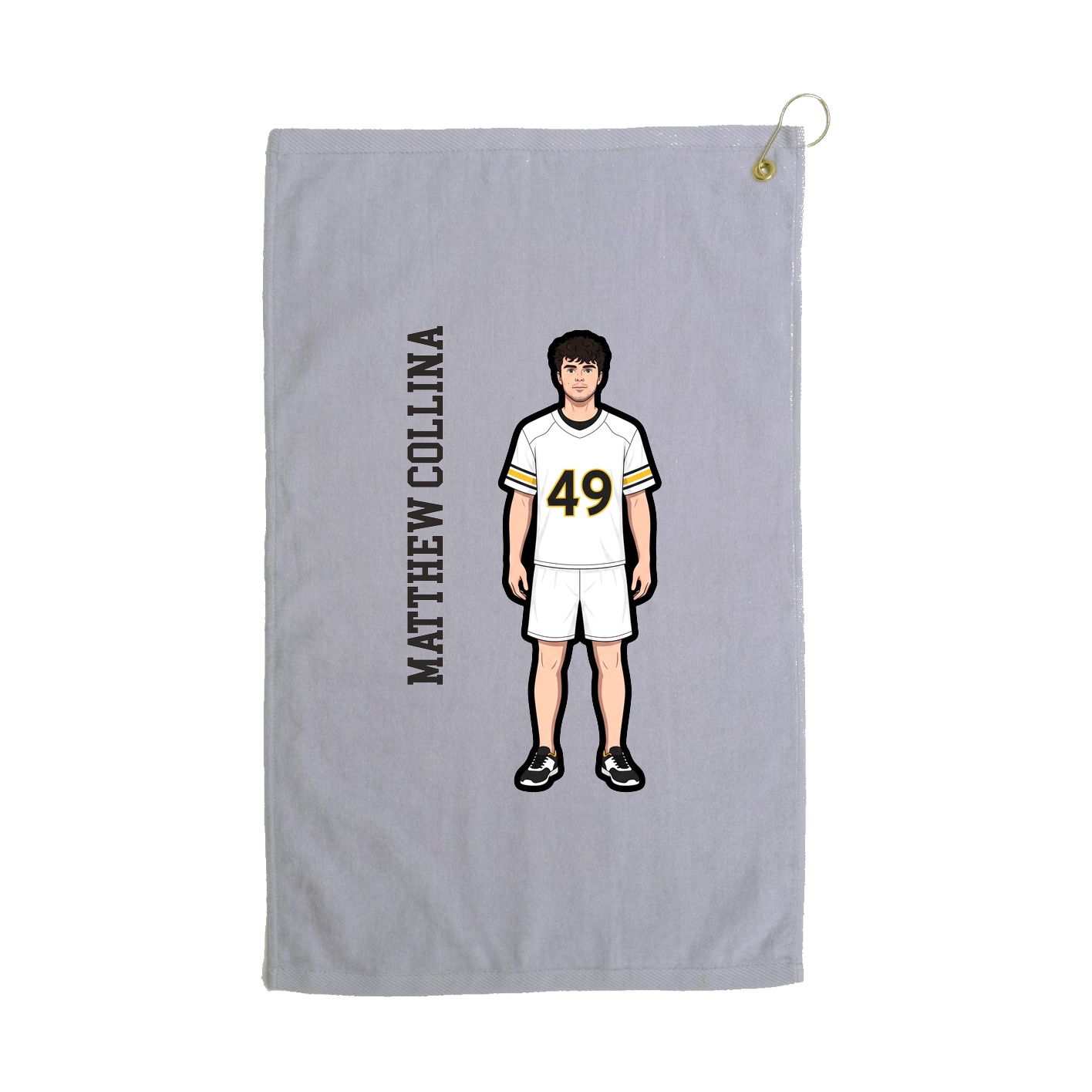 Golf Towel — Name Vertical in Grey