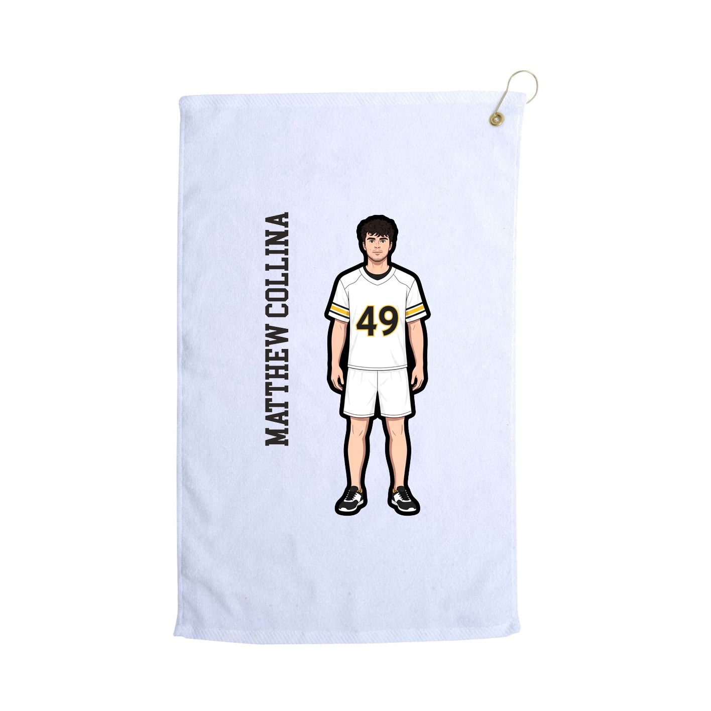 Golf Towel — Name Vertical in White