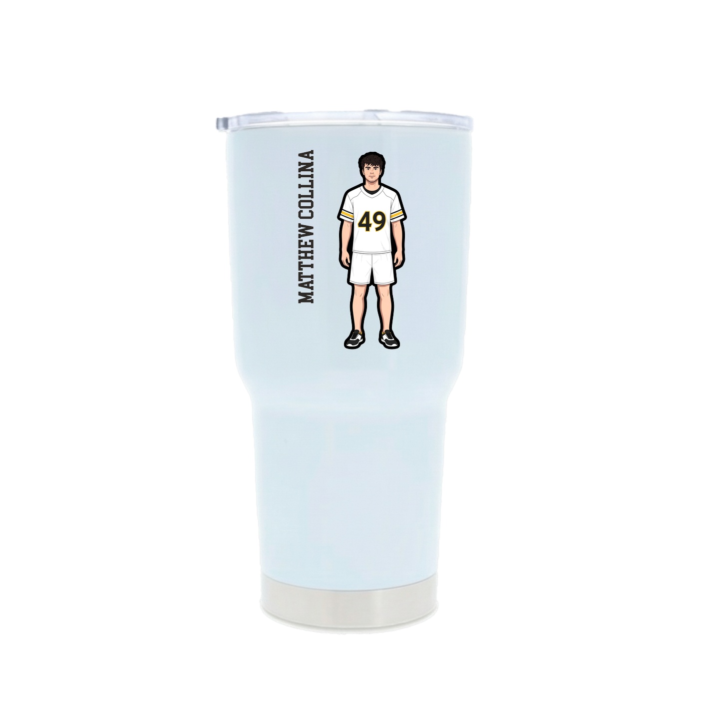 30oz Stainless Steel Tumbler — Name Vertical in White