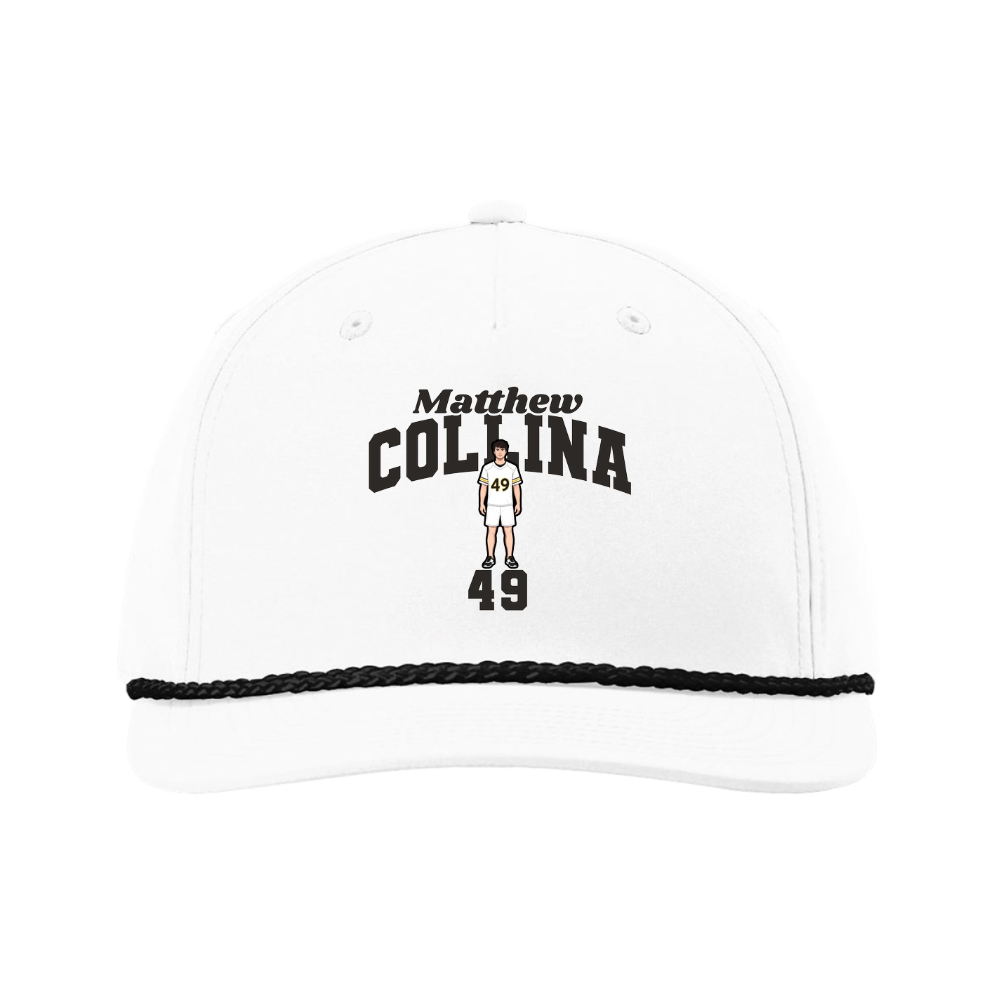 Five-Panel Classic Rope Cap — Signature Arch in White