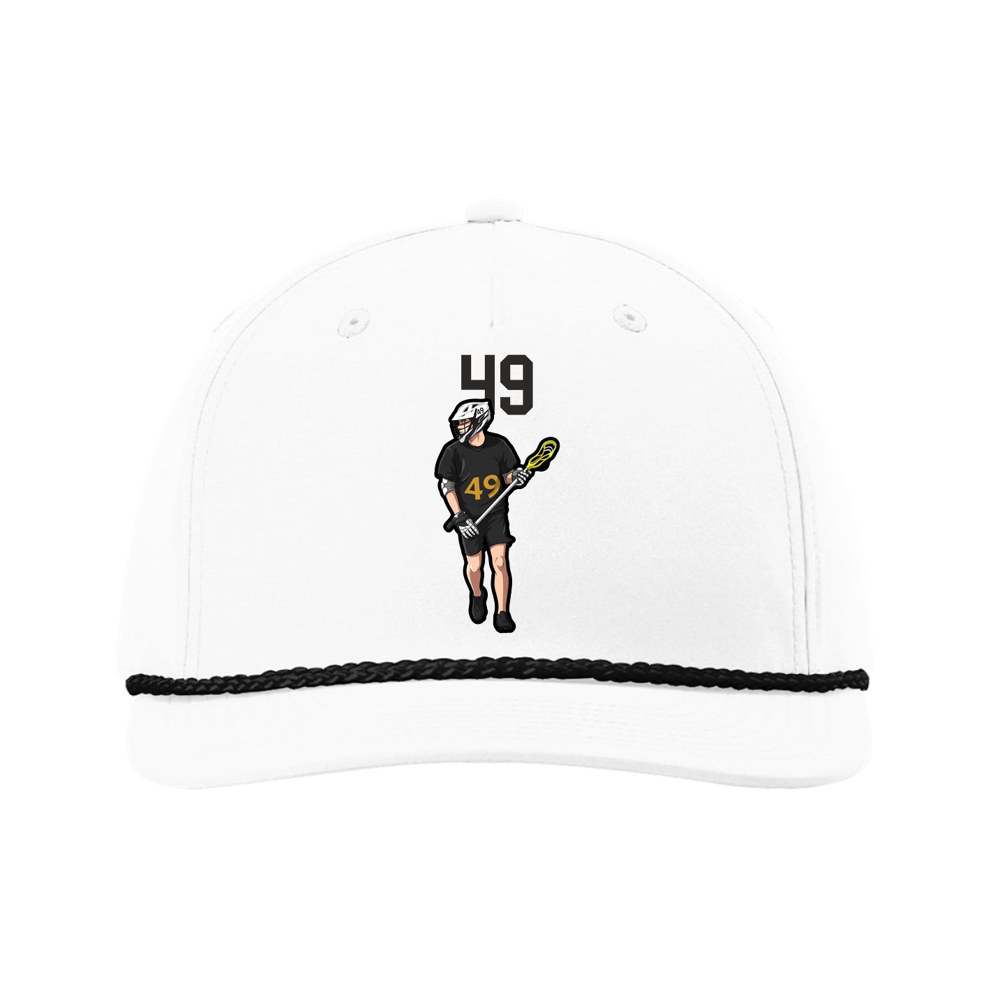 Five-Panel Classic Rope Cap — Number Top in White