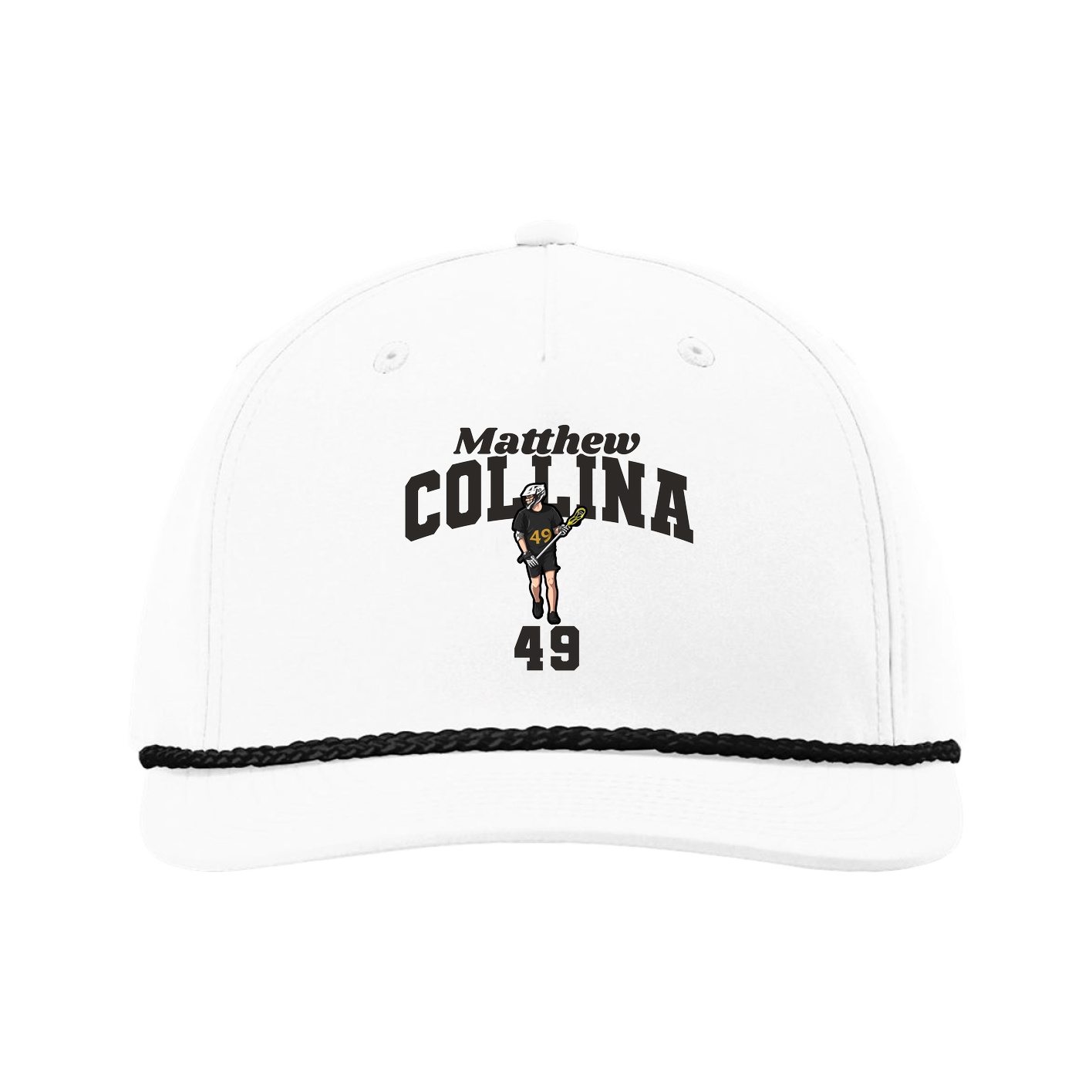 Five-Panel Classic Rope Cap — Signature Arch in White
