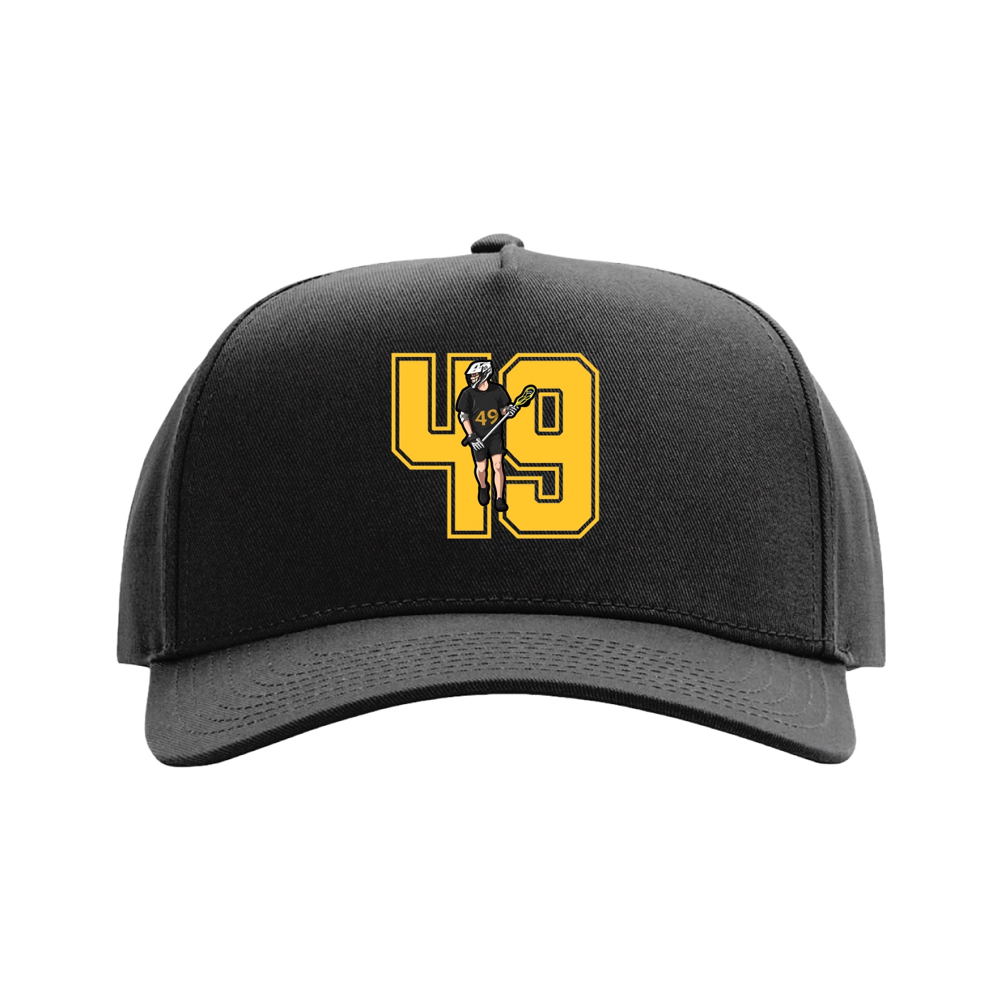 Full Fabric Five-Panel Champ Cap — Number in Black
