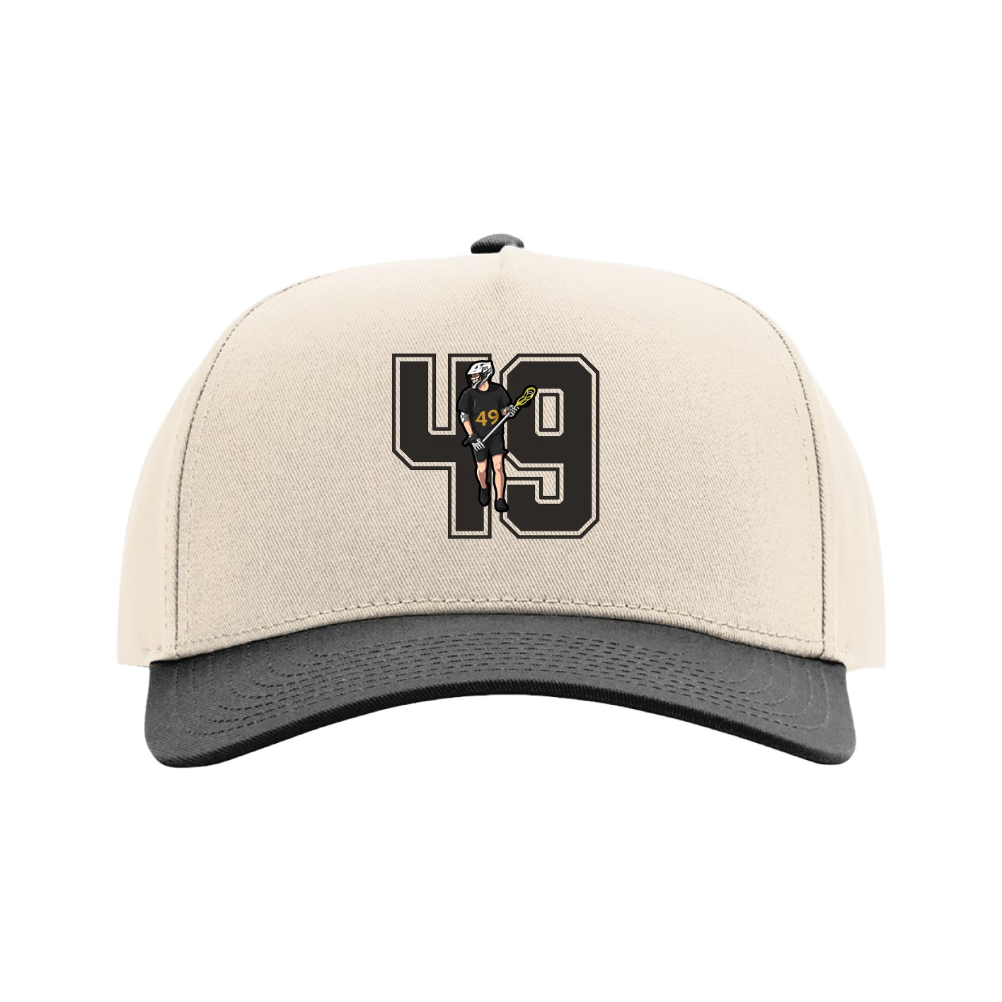 Full Fabric Five-Panel Champ Cap — Number in Cream/Black