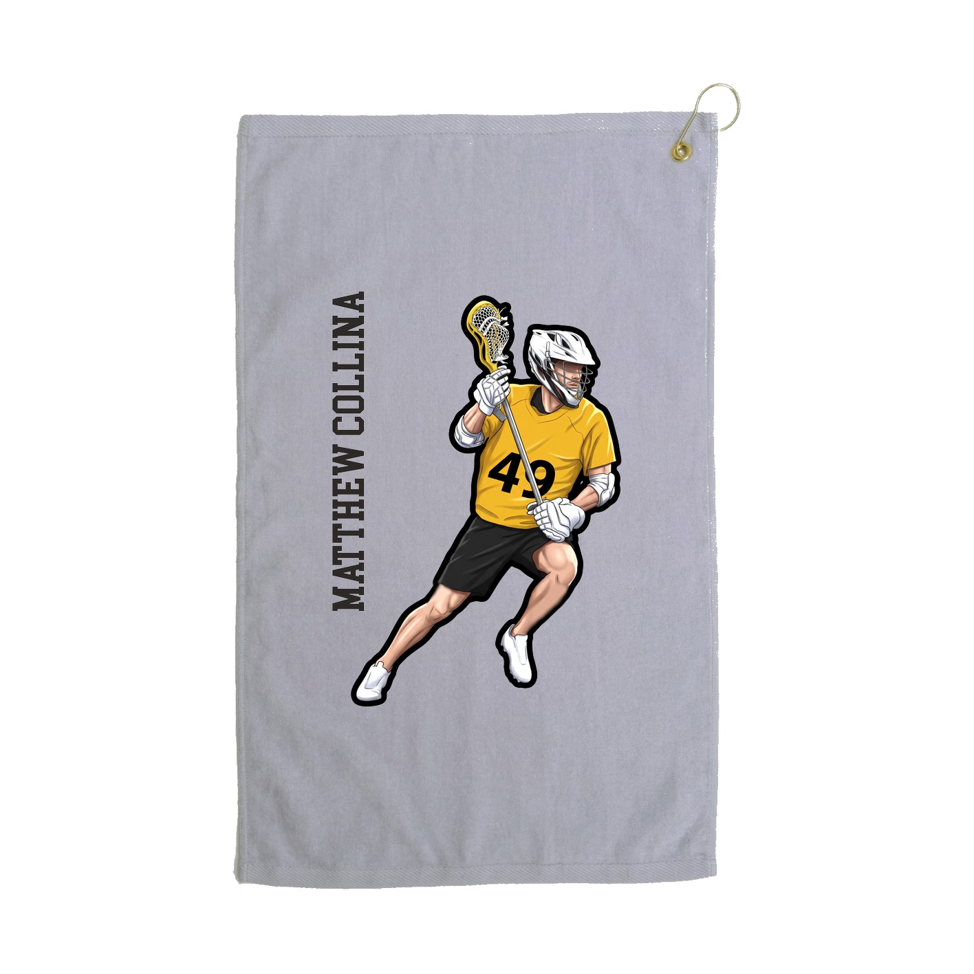 Golf Towel — Name Vertical in Grey