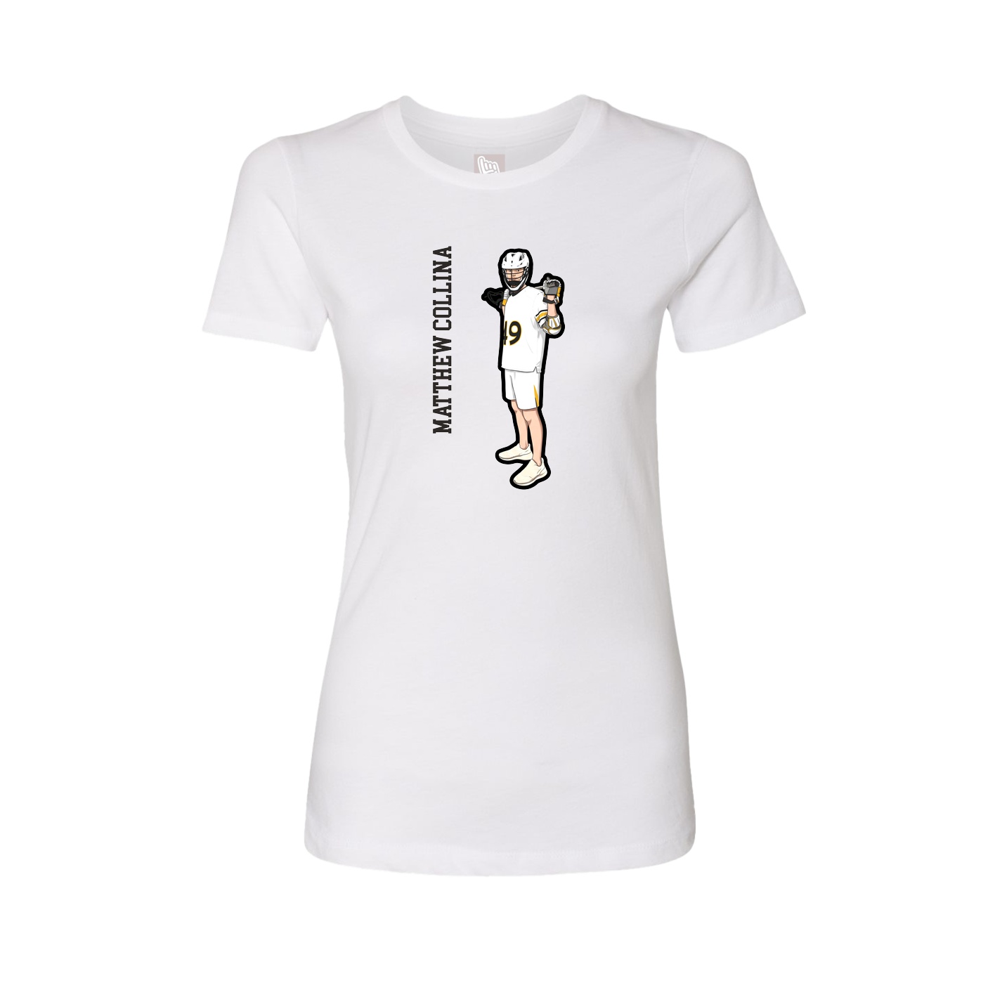 Womens Tee — Name Vertical in White
