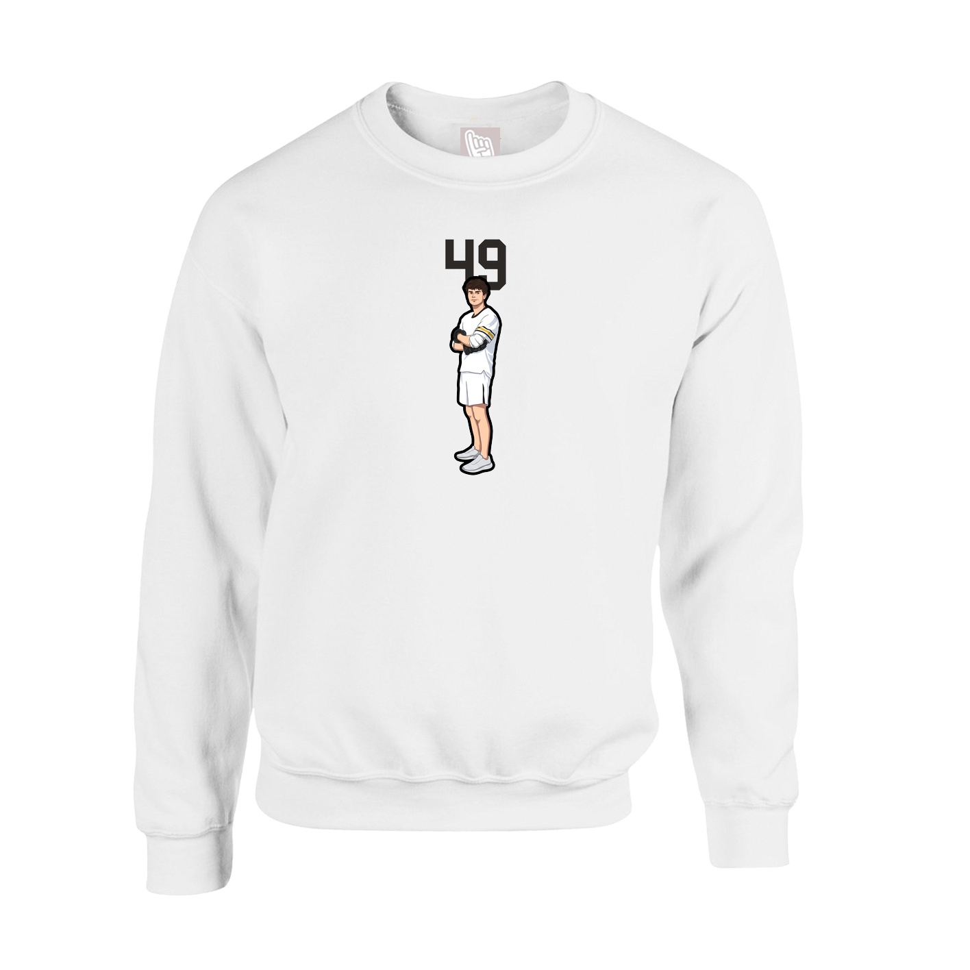 Fleece Crew — Number Top in White
