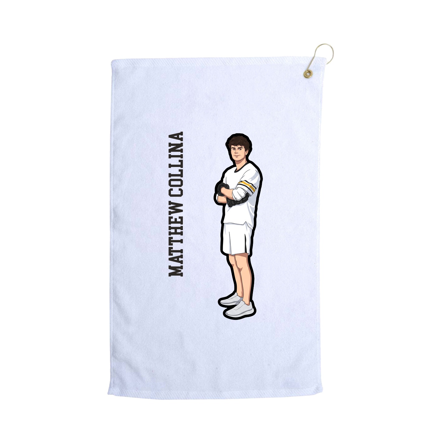 Golf Towel — Name Vertical in White