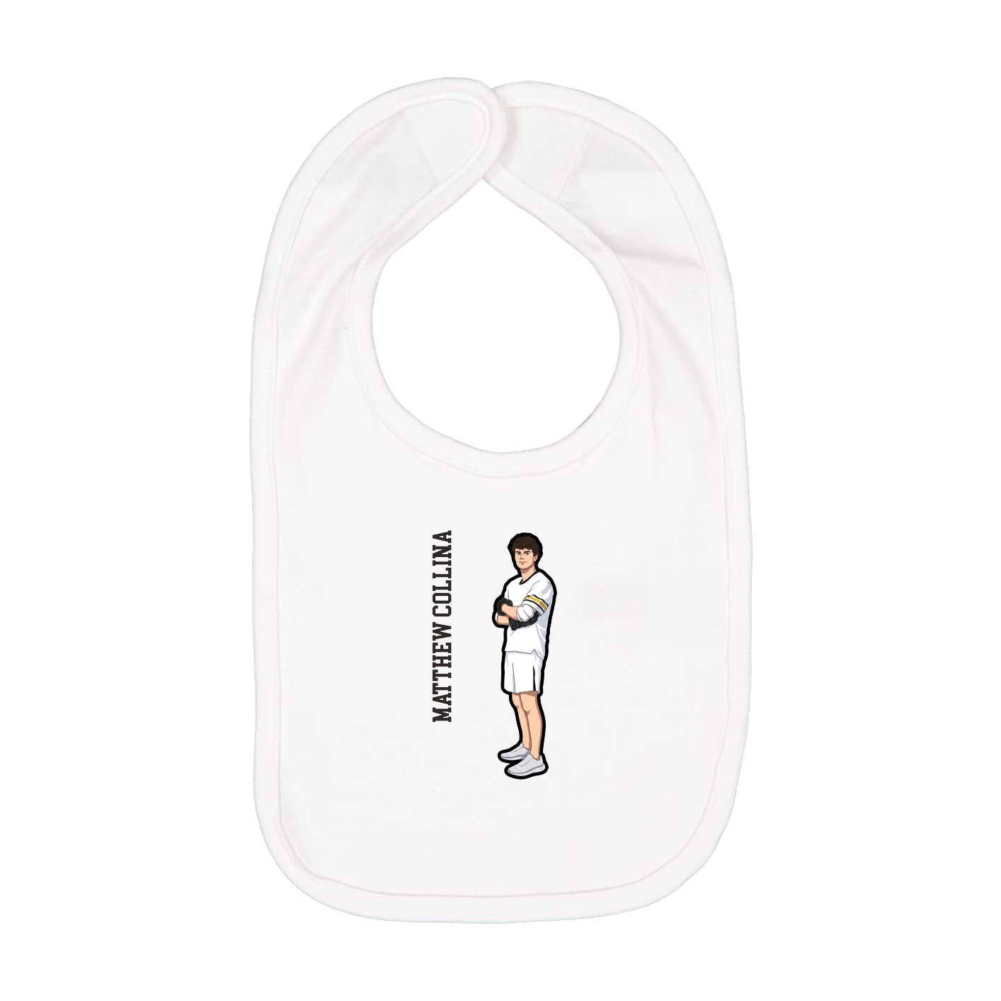 Infant Bib — Name Vertical in White