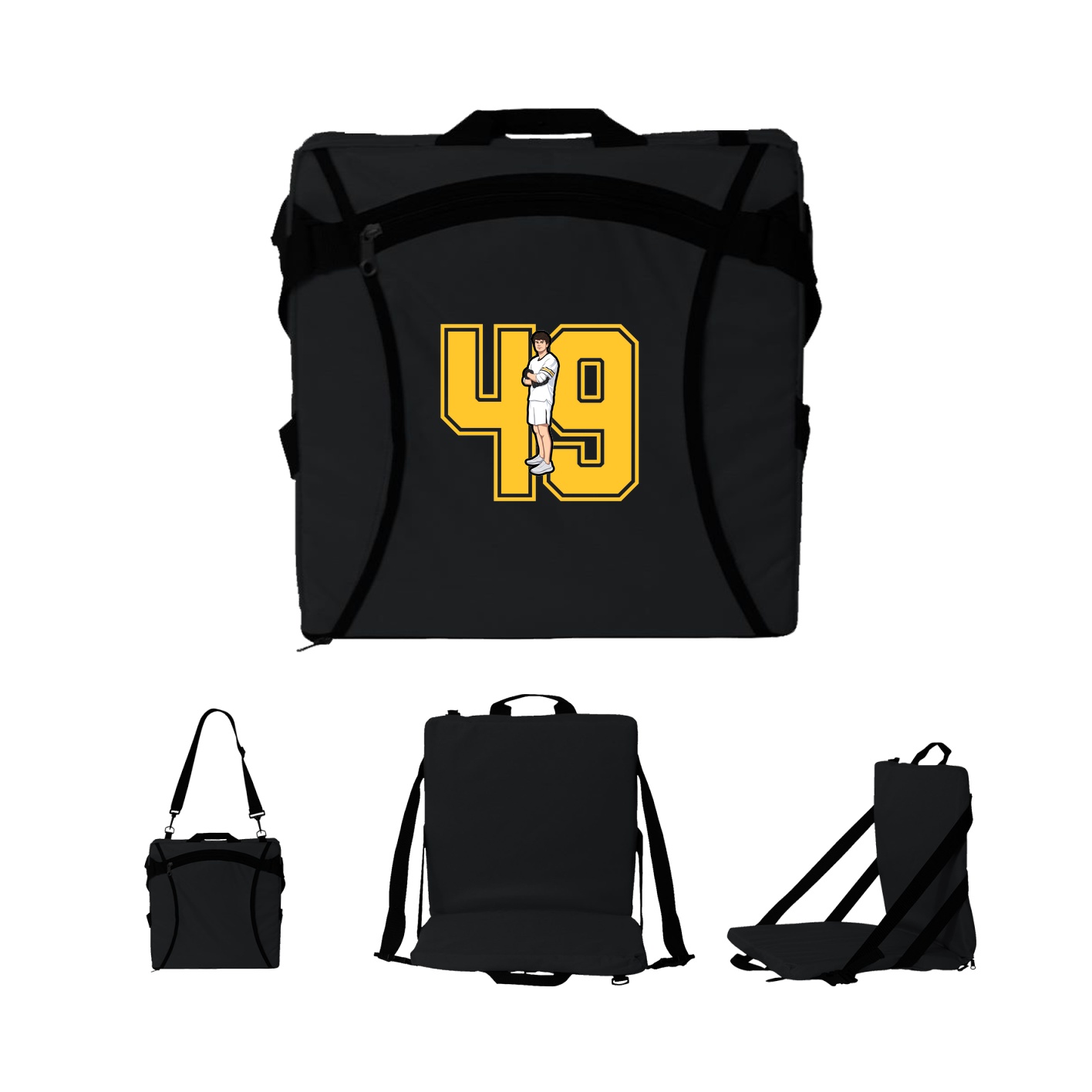 Folding Stadium Seat — Number in Black