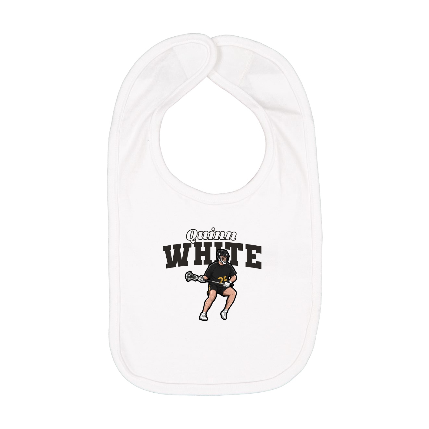 Infant Bib — Name Arch in White
