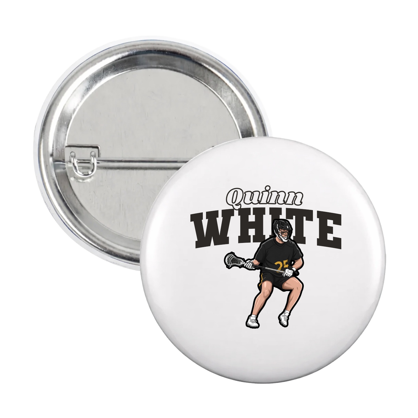 Game Day Button — Name Arch in White