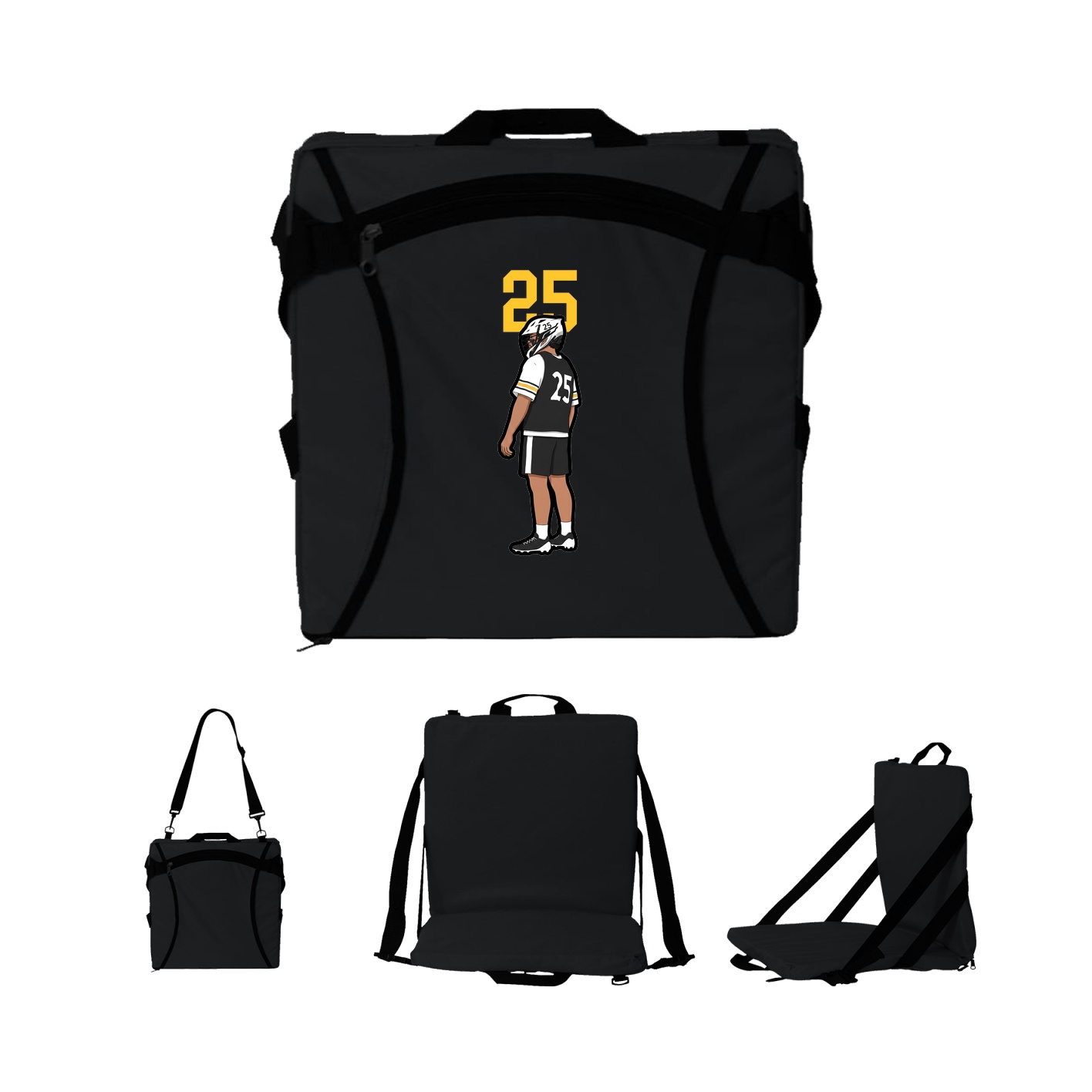 Folding Stadium Seat — Number Top in Black
