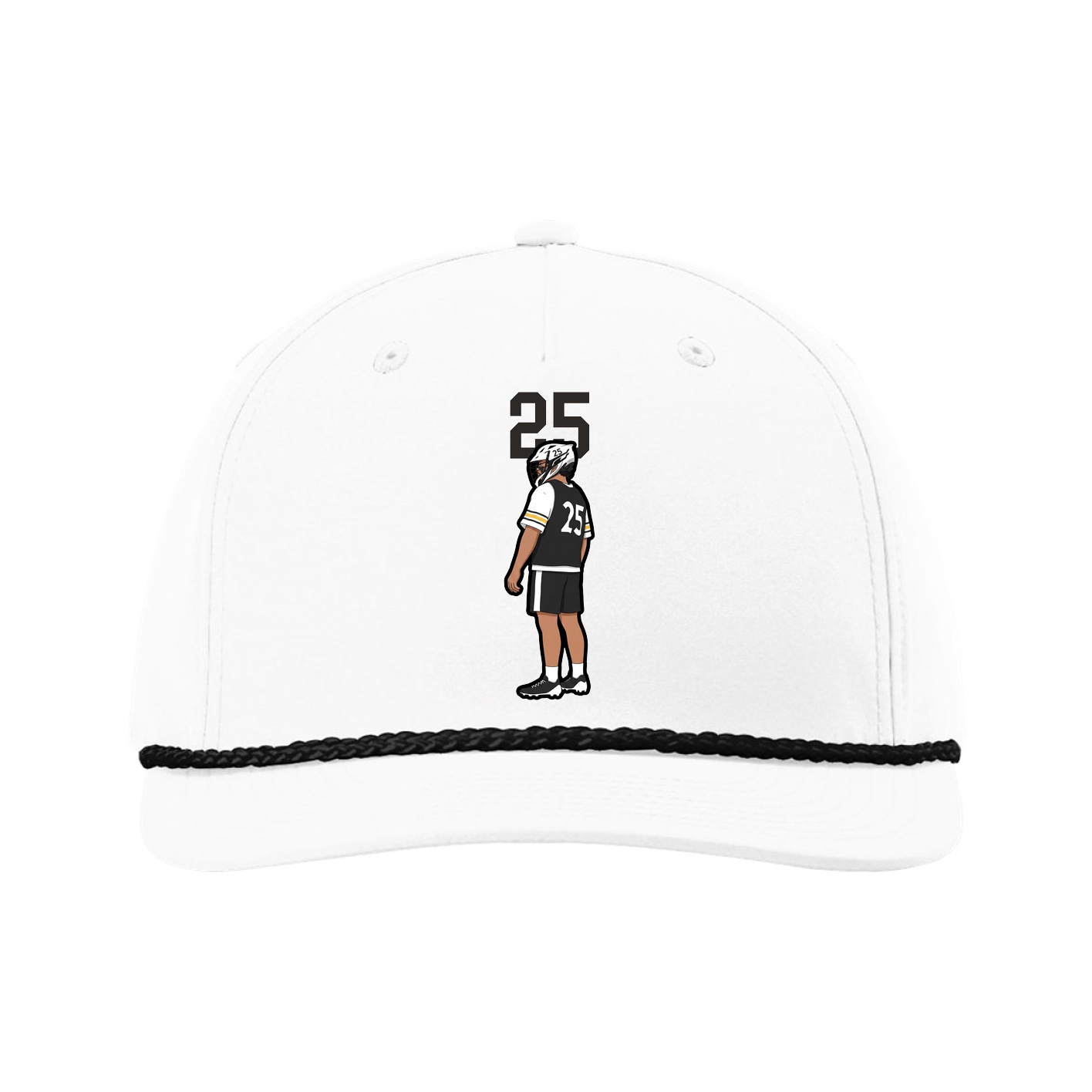 Five-Panel Classic Rope Cap — Number Top in White