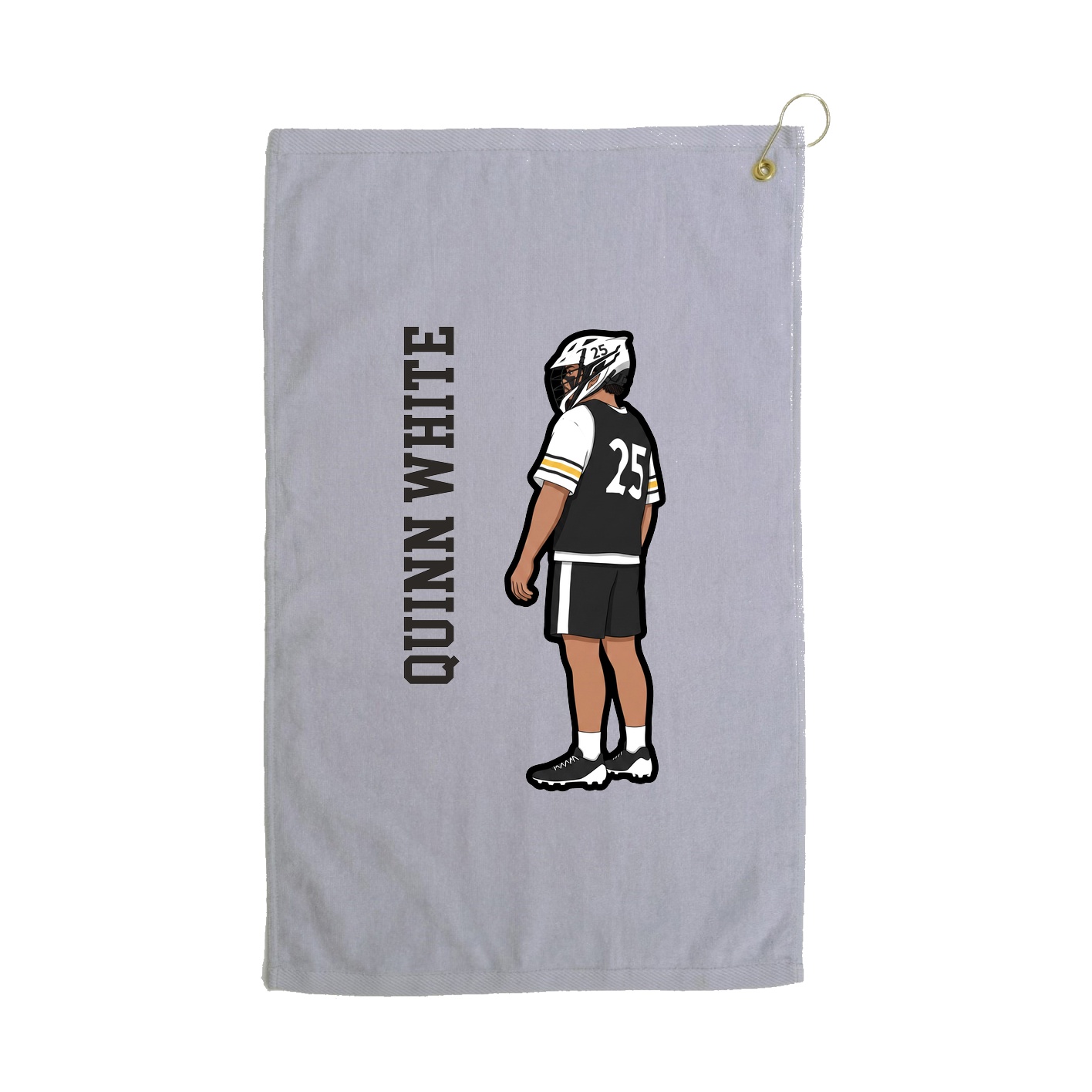 Golf Towel — Name Vertical in Grey