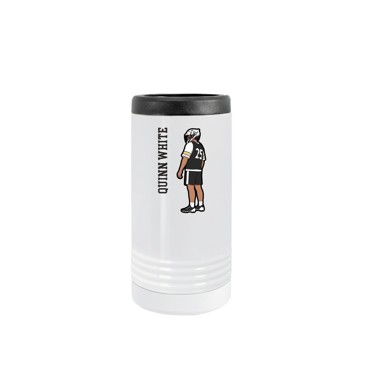 Slim Beverage Holder — Name Vertical in White